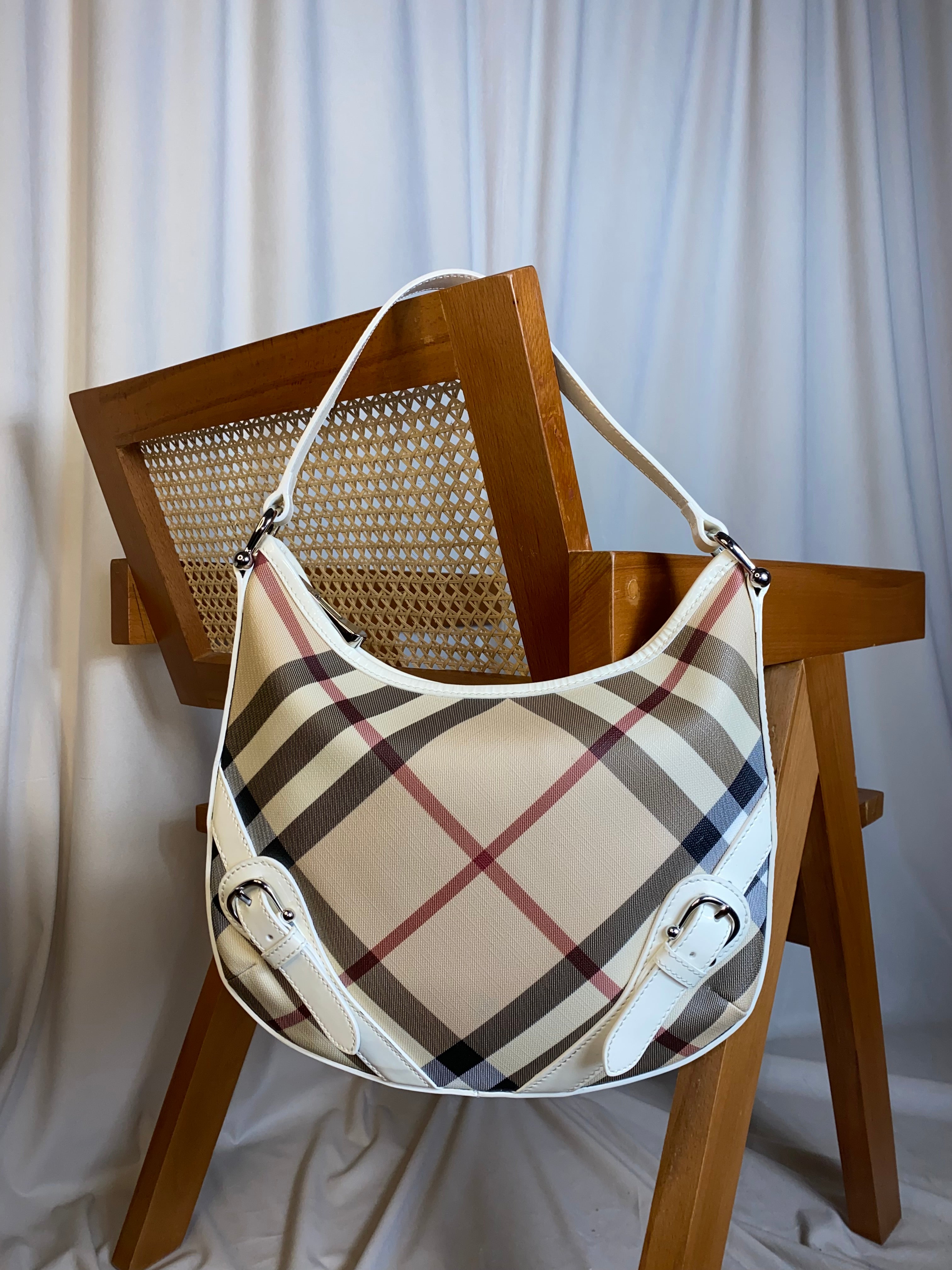 Burberry Nova Check White Shoulder Bag-handbag-Burberry-The Closet Egypt