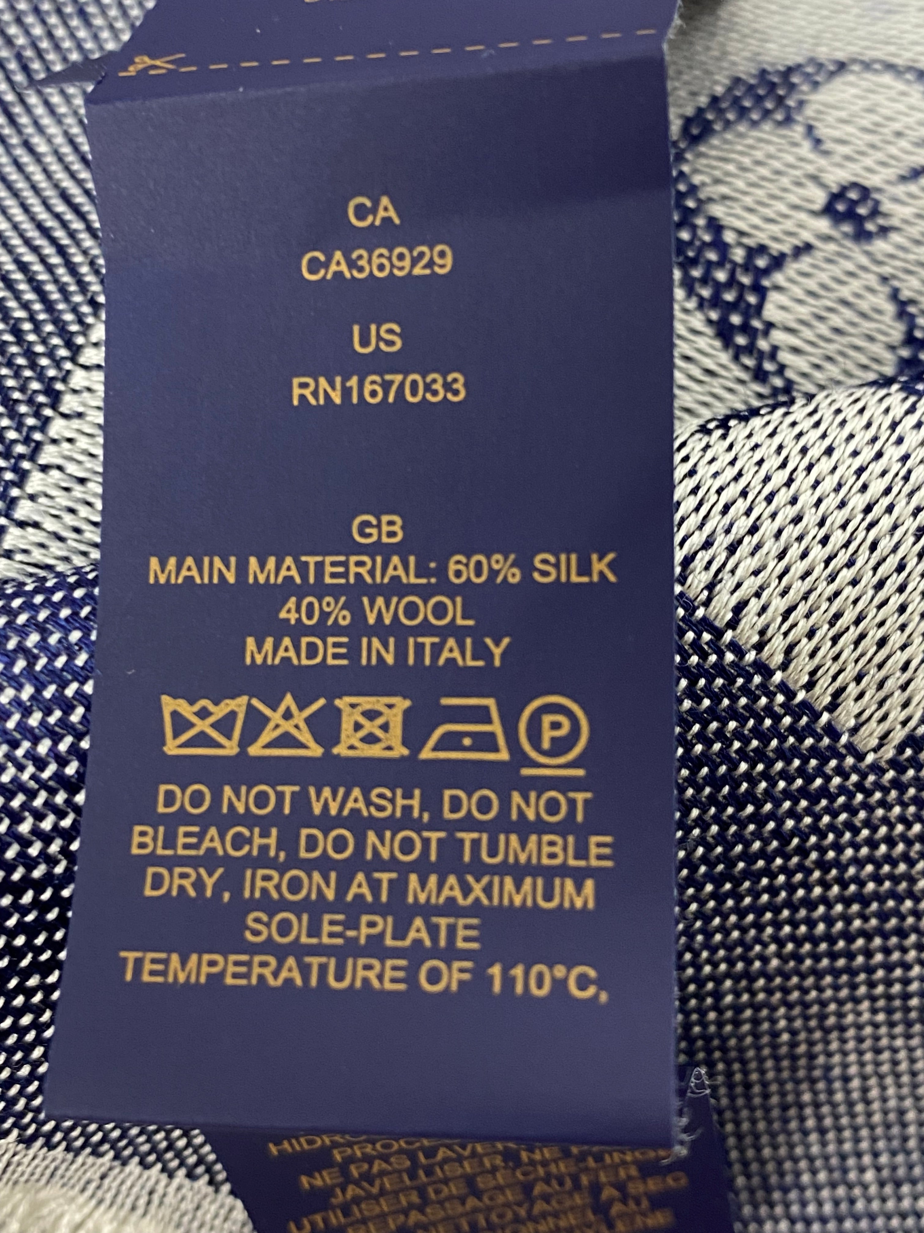 Louis Vuitton Blue Monogram Denim Wool Scarf-Scarf-Louis Vuitton-The Closet Egypt