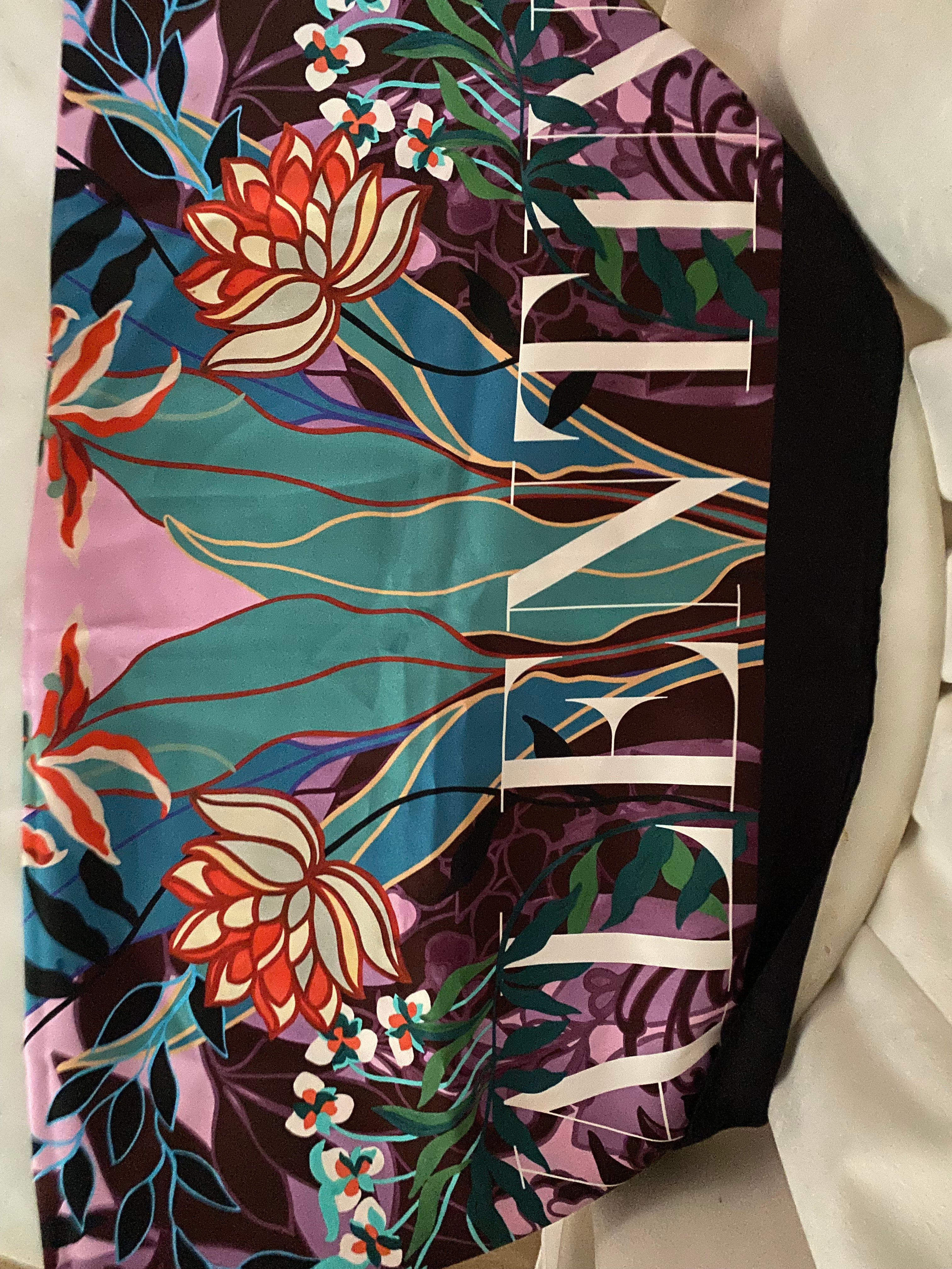 Valentino Pink Floral Pleate Silk Scarf-Scarf-Valentino-The Closet Egypt