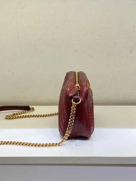 Stella Mccartney Burgundy Snakeskin Embossed Star Crossbody Bag-handbag-Stella Mccartney-The Closet Egypt