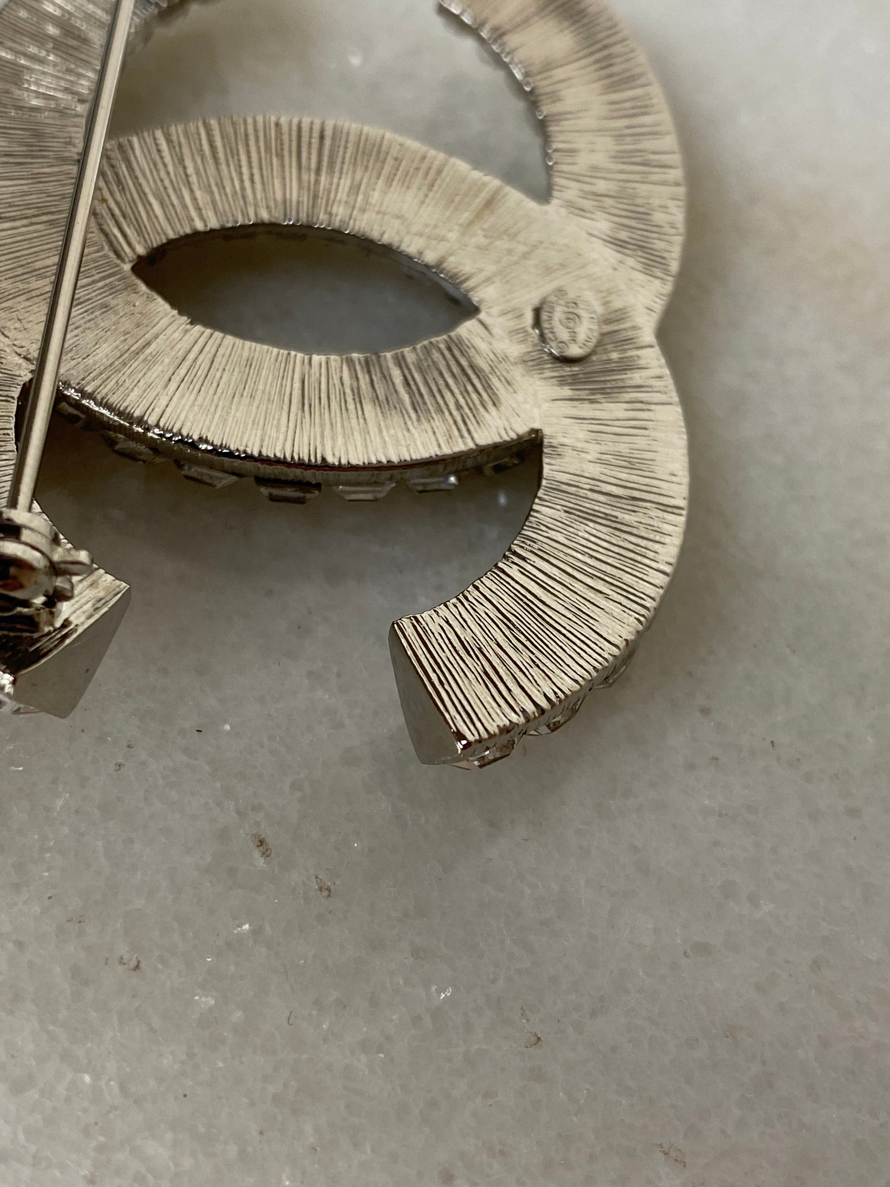 Chanel Silver CC Crystal Brooch-Brooch-Chanel-The Closet Egypt