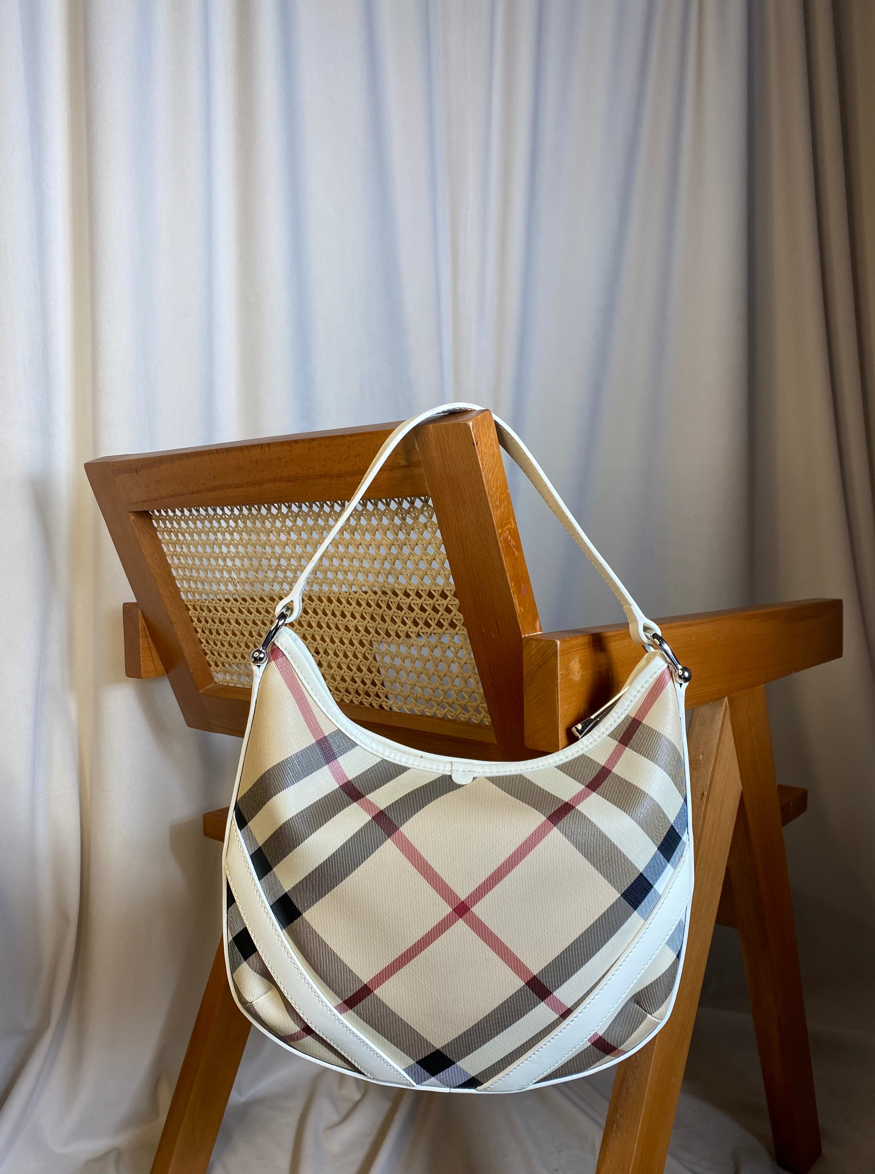 Burberry Nova Check White Shoulder Bag-handbag-Burberry-The Closet Egypt