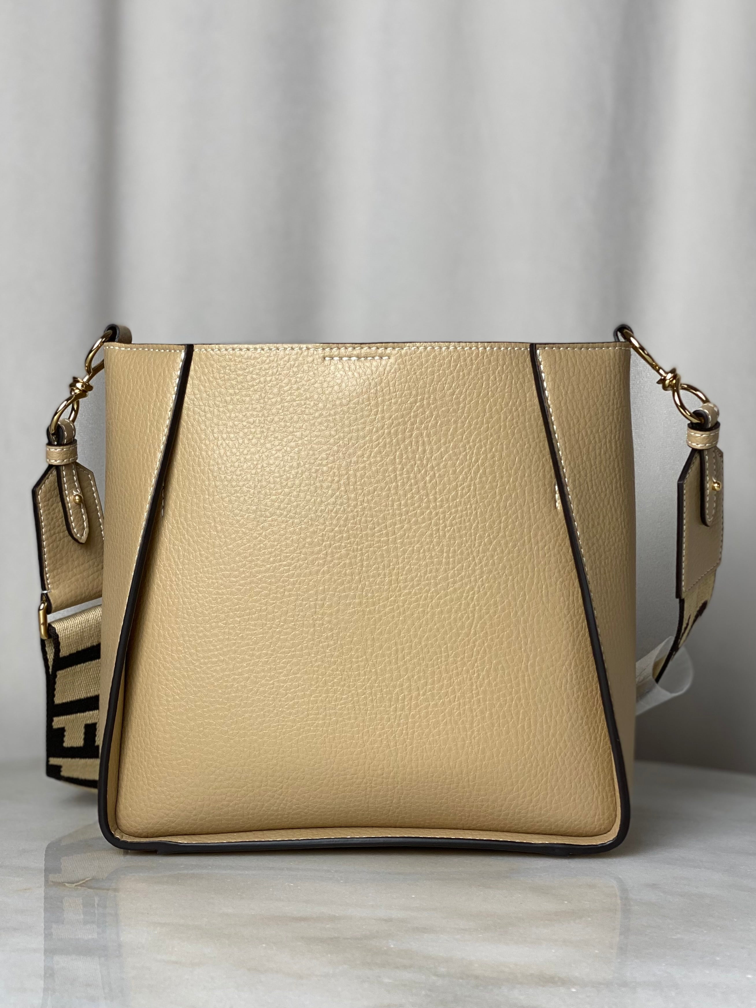 Stella Mccartney Beige Mini Embossed Logo Crossbody Bag-handbag-Stella Mccartney-The Closet Egypt