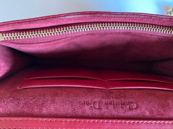 Christian Dior Burgundy Diorama Wallet on Chain-Wallet Chain-Christian Dior-The Closet Egypt