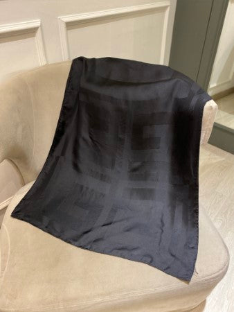 Givenchy Black Logo Print Silk Scarf-Scarf-Givenchy-The Closet Egypt