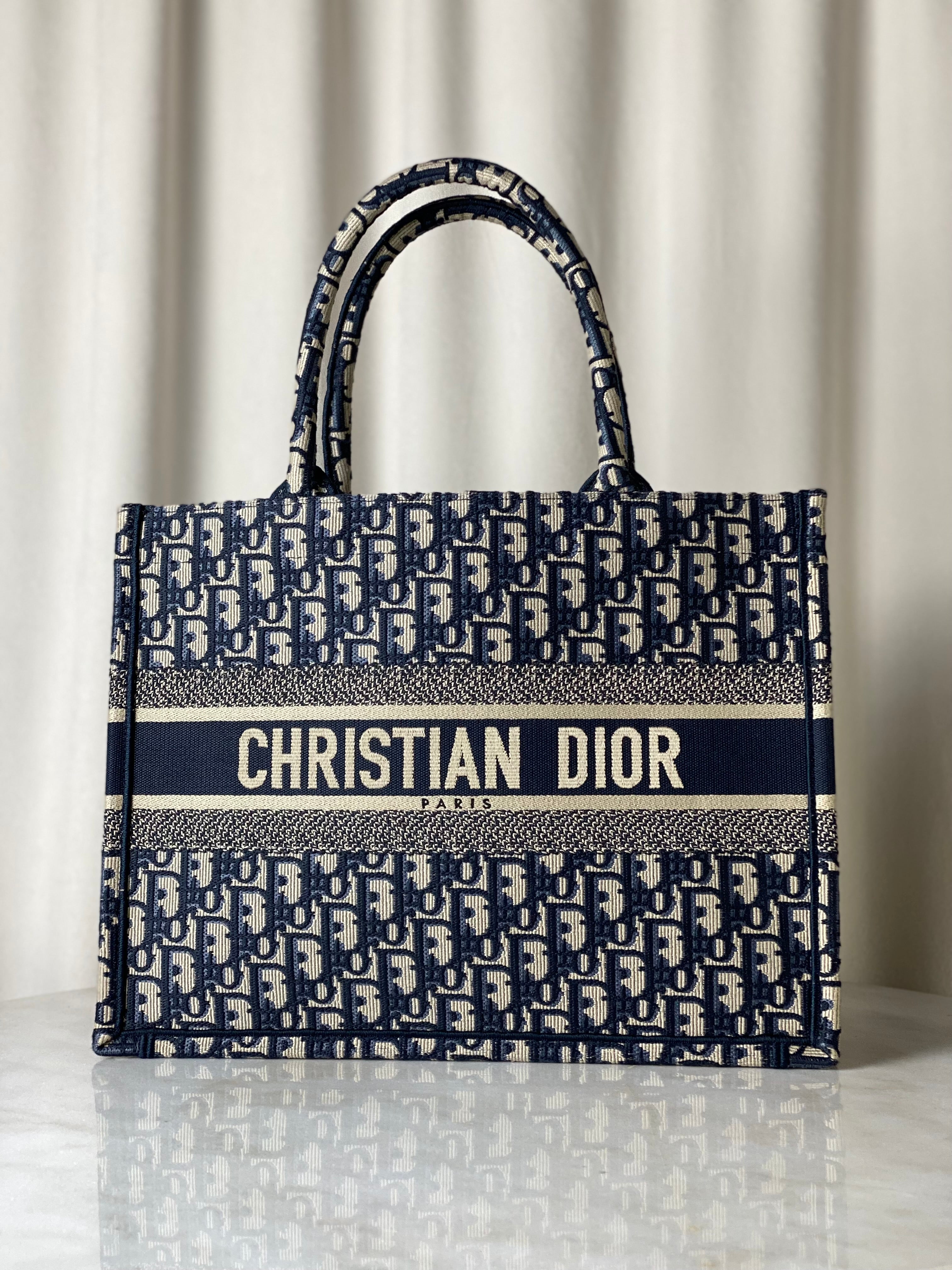 Christian Dior Navy Blue Oblique Book Medium Tote Bag-handbag-Christian Dior-The Closet Egypt