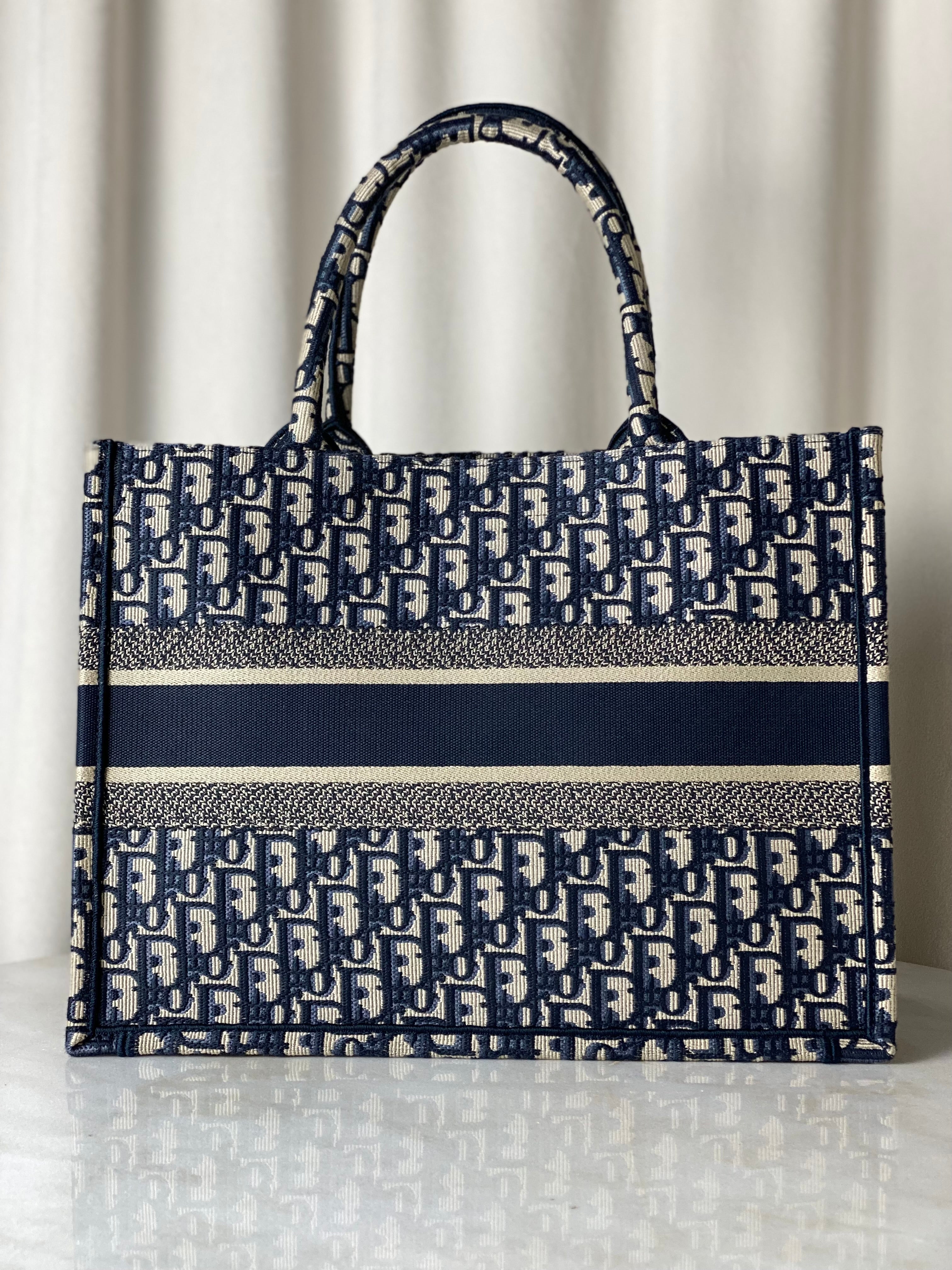 Christian Dior Navy Blue Oblique Book Medium Tote Bag-handbag-Christian Dior-The Closet Egypt