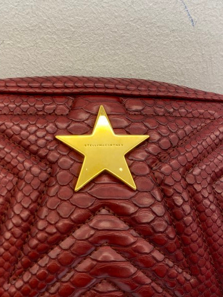 Stella Mccartney Burgundy Snakeskin Embossed Star Crossbody Bag-handbag-Stella Mccartney-The Closet Egypt