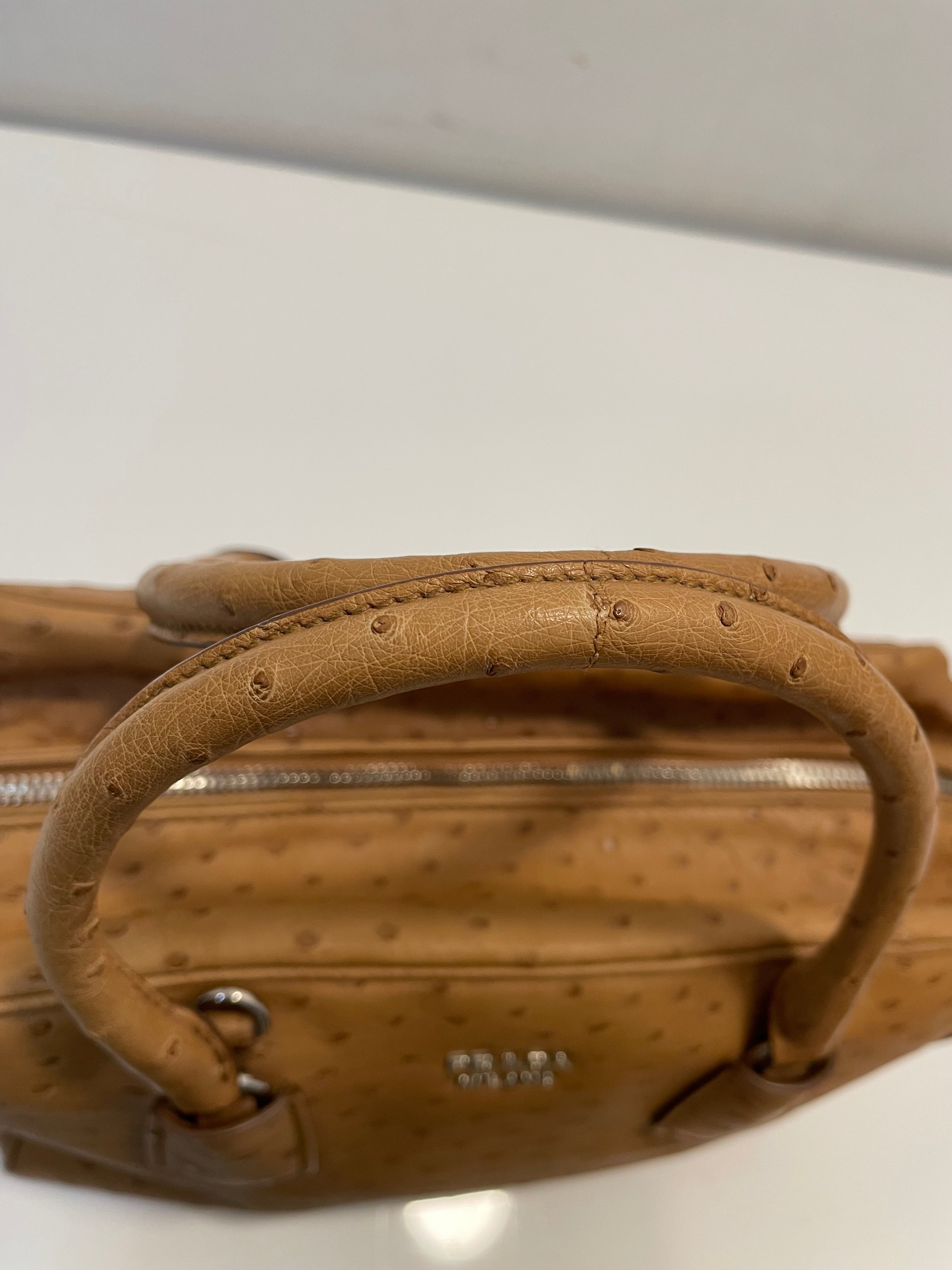Prada Camel Ostrich Tote Bag-handbag-Prada-The Closet Egypt