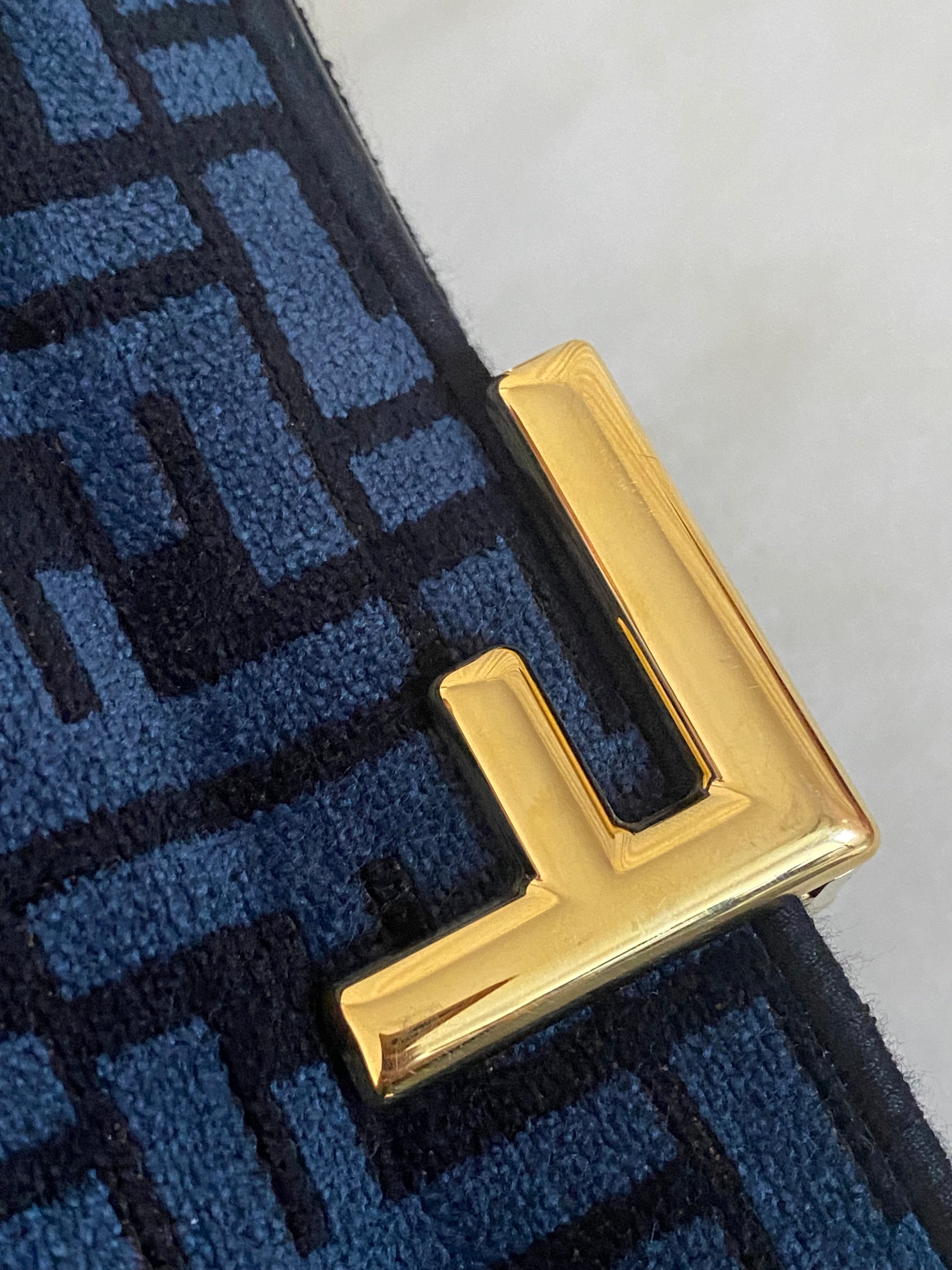 Fendi Bicolor Fabric Velvet Clutch-Clutch-Fendi-The Closet Egypt
