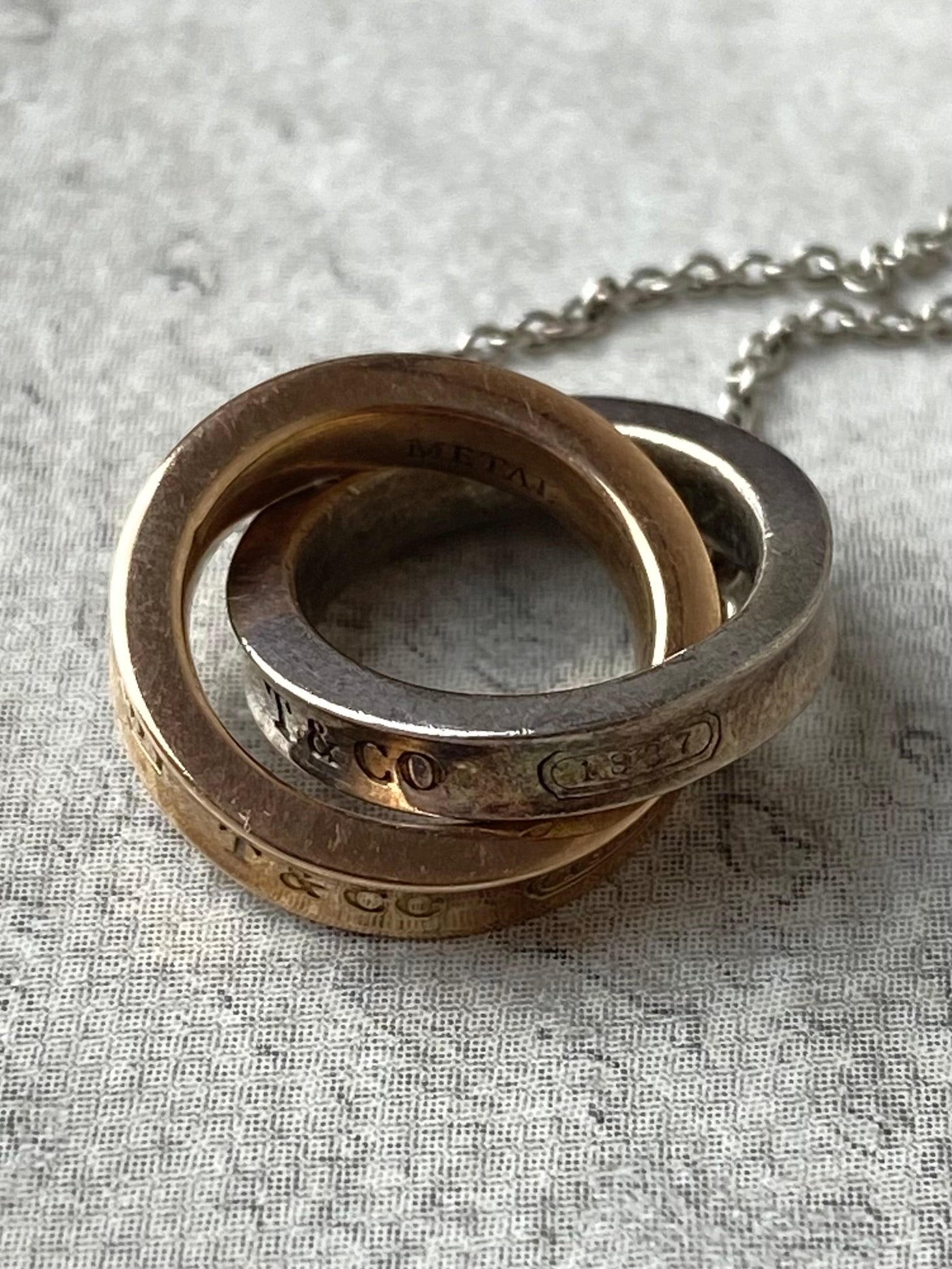 Tiffany & Co Bicolor 1837 Interlocking Circles Pendant Necklace