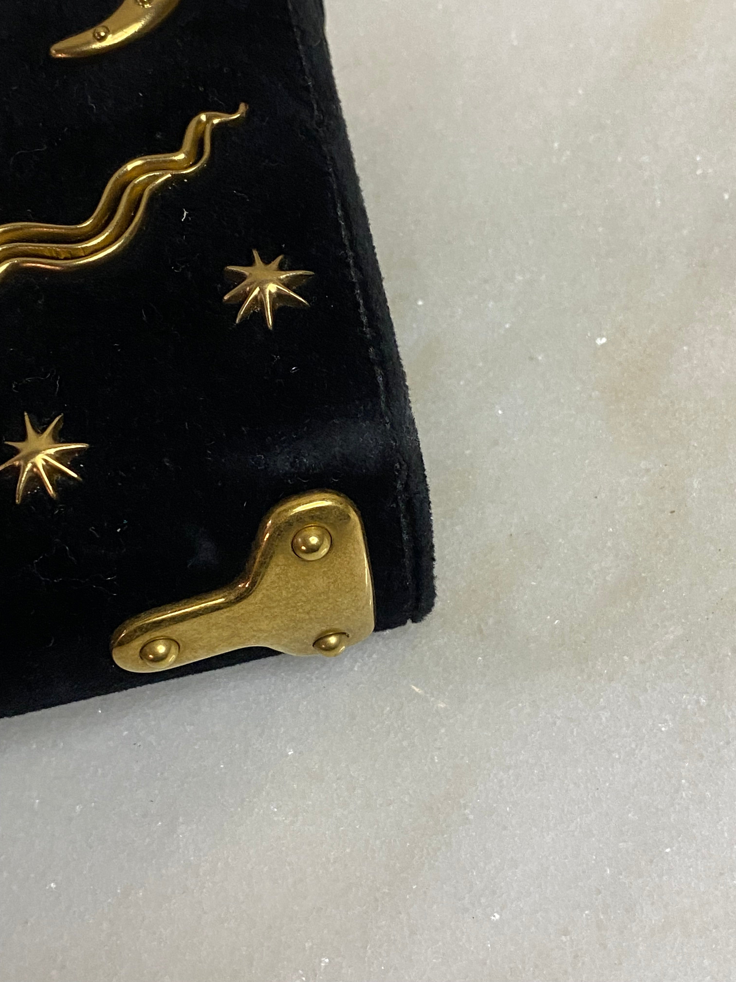 Prada Dark Blue Velvet Astrology Celestial Cahier Bag-handbag-Prada-The Closet Egypt