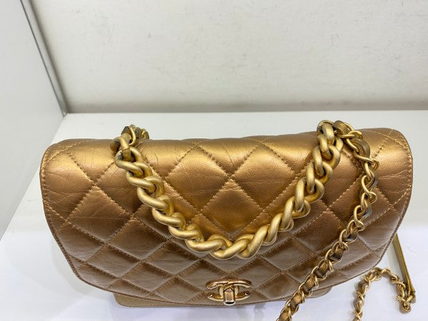 Chanel Metallic Gold Flap Bag-handbag-Chanel-The Closet Egypt