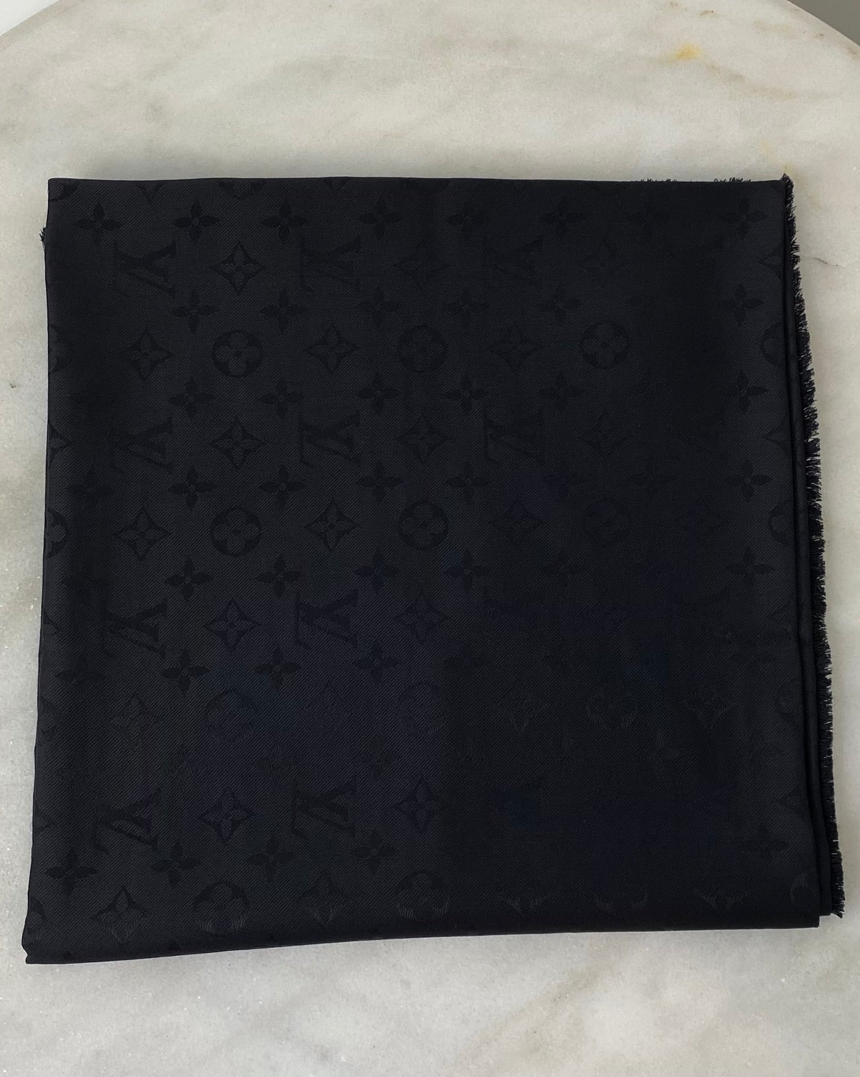 Louis Vuitton Black Monogram Wool Scarf-Scarf-Louis Vuitton-The Closet Egypt
