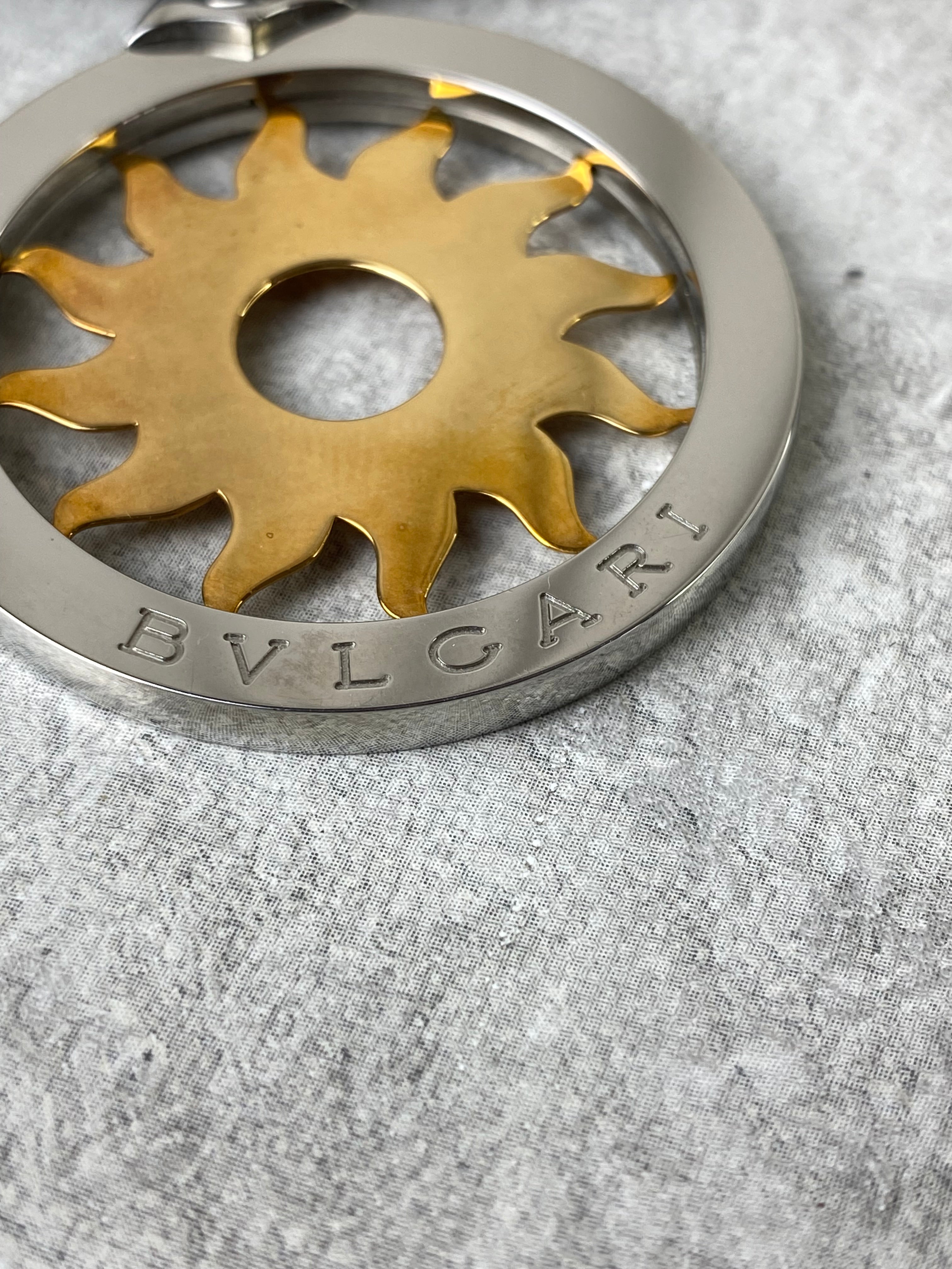 Bvlgari 18K Yellow Gold Steel Tondo Sun Pendant Necklace-Necklaces-Bvlgari-The Closet Egypt