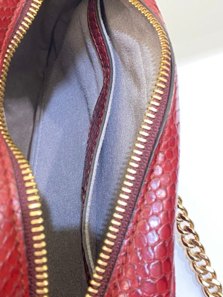 Stella Mccartney Burgundy Snakeskin Embossed Star Crossbody Bag-handbag-Stella Mccartney-The Closet Egypt