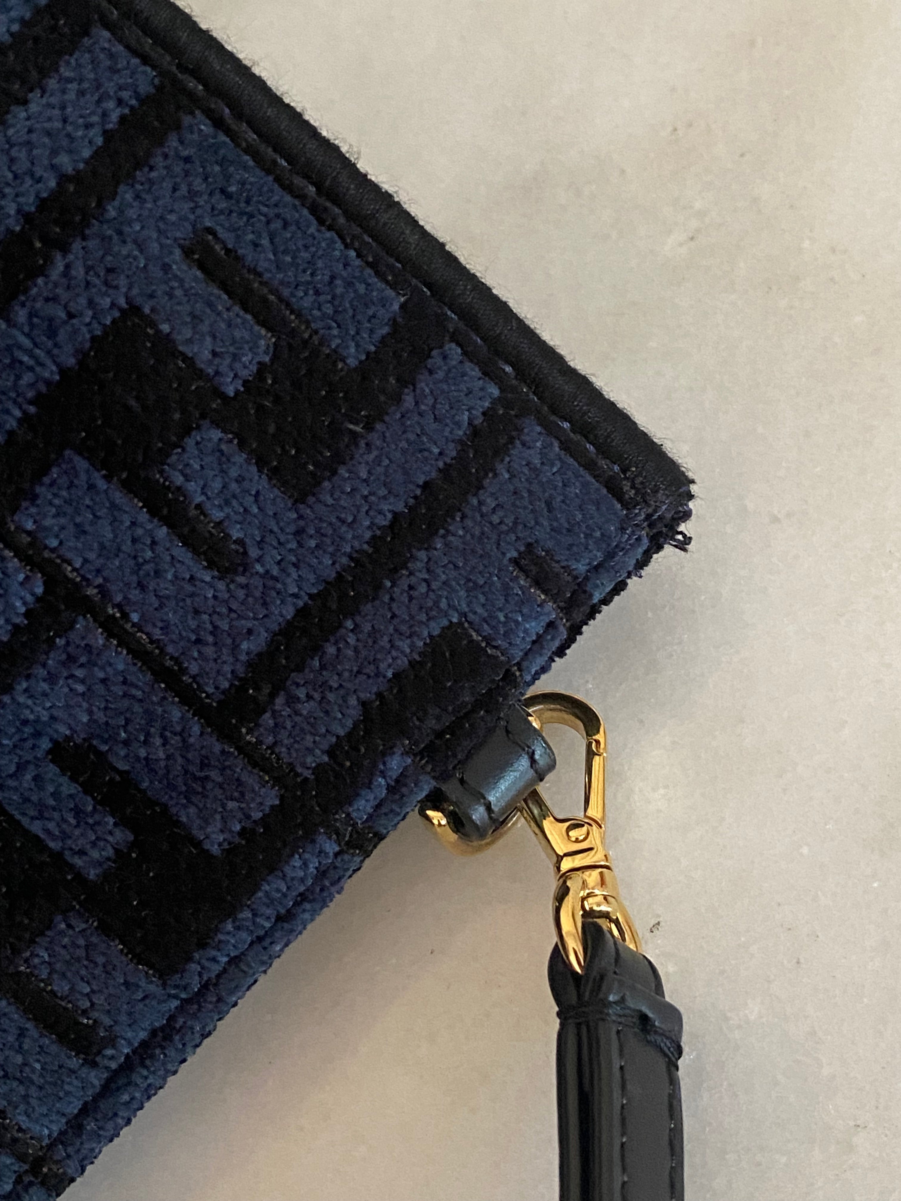 Fendi Bicolor Fabric Velvet Clutch-Clutch-Fendi-The Closet Egypt