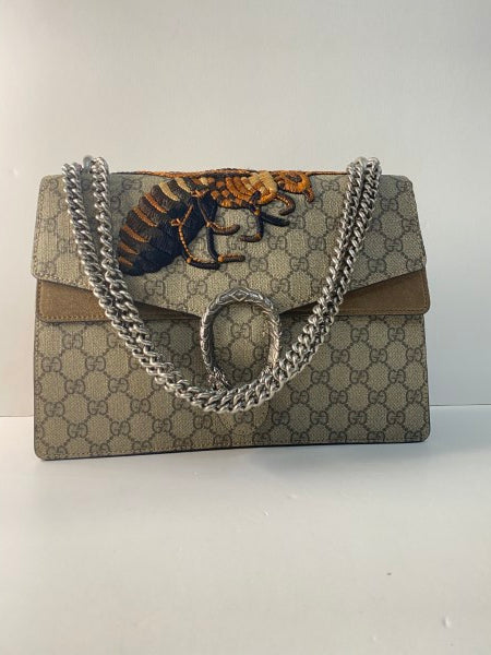Gucci Bicolor GG Supreme Dionysus Bee Embroidered Medium Bag-handbag-Gucci-The Closet Egypt