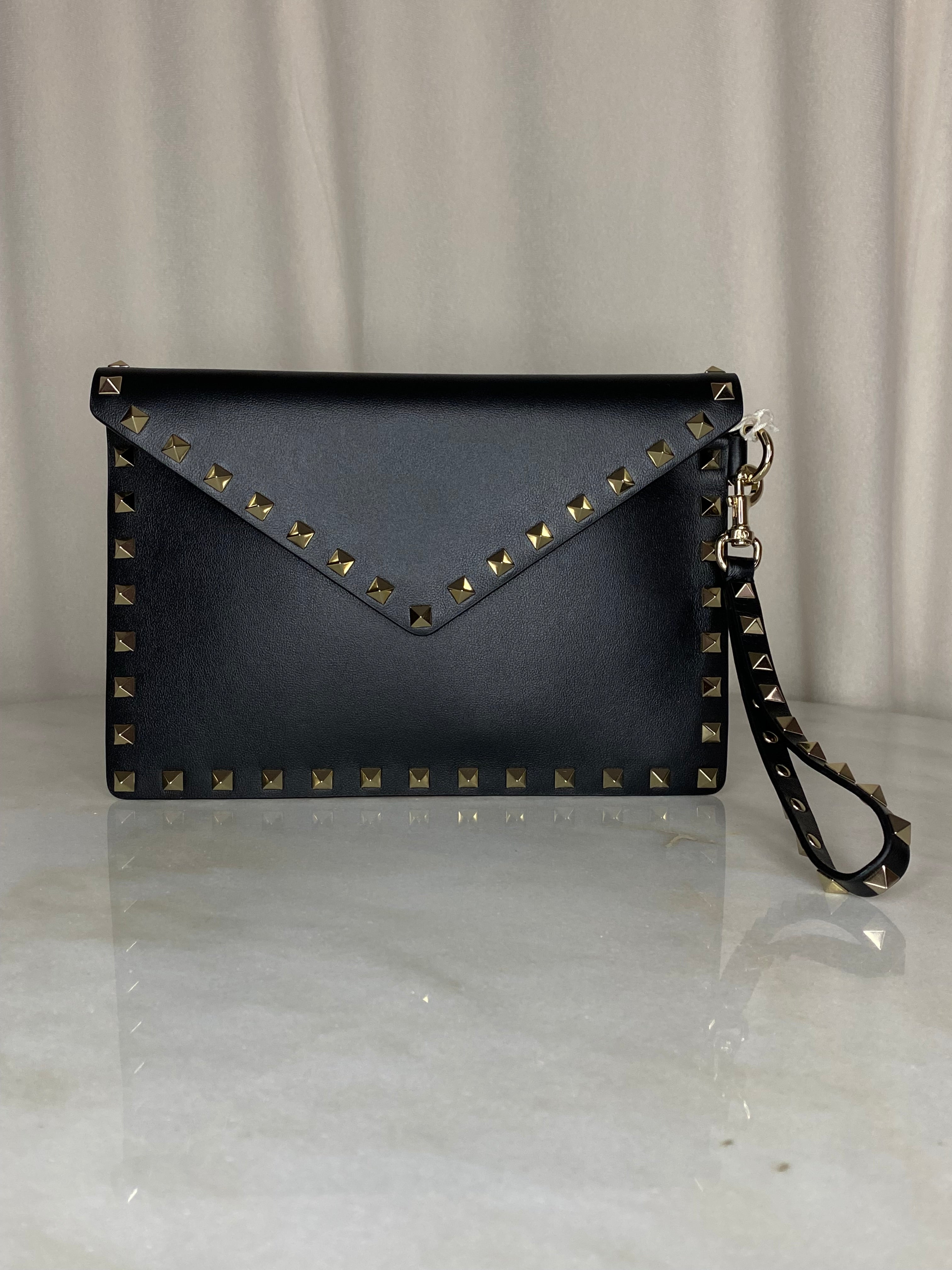 Valentino Black Envelope Studded Clutch