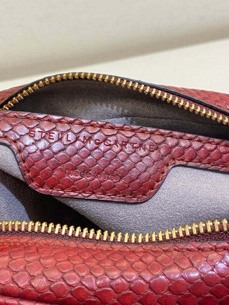 Stella Mccartney Burgundy Snakeskin Embossed Star Crossbody Bag-handbag-Stella Mccartney-The Closet Egypt