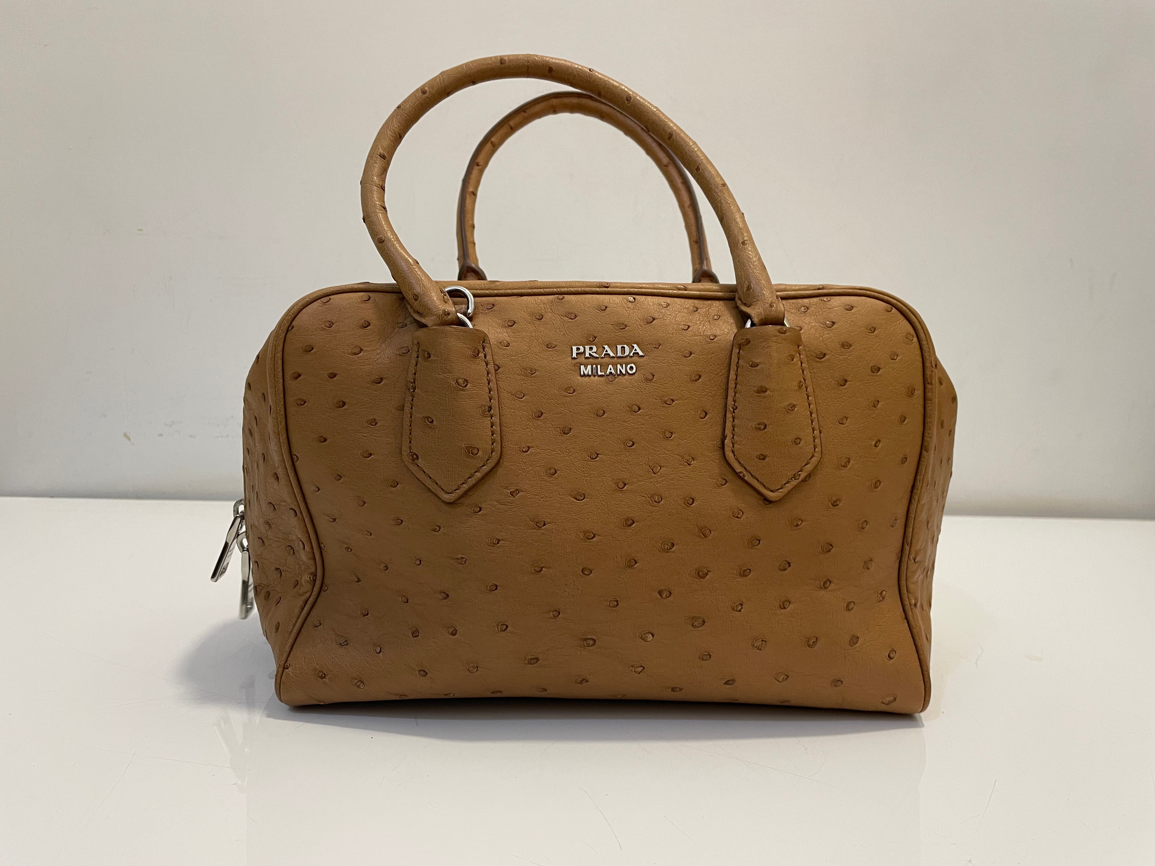Prada Camel Ostrich Tote Bag-handbag-Prada-The Closet Egypt