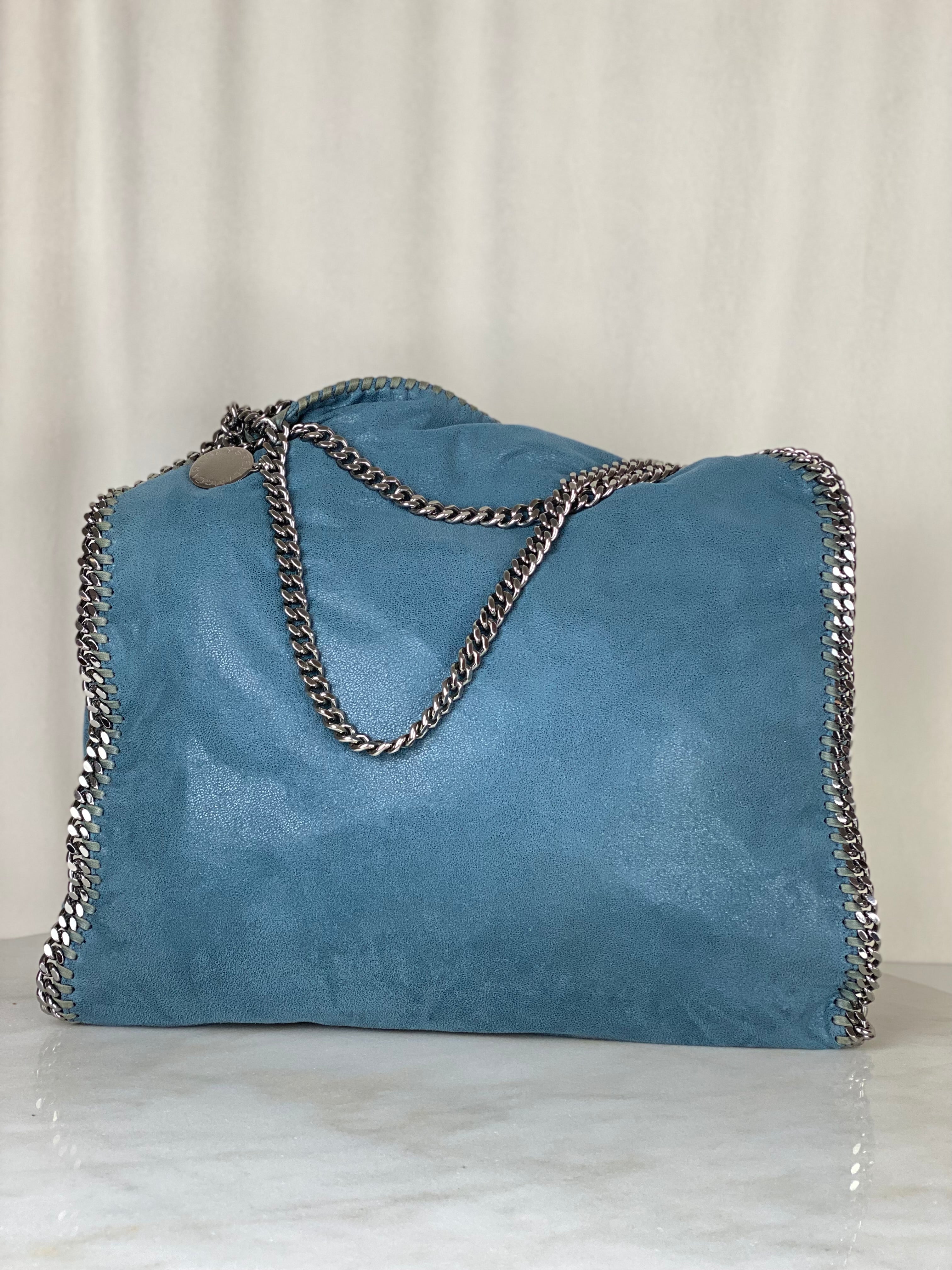 Stella Mccartney Blue Falabella Fold Over Tote Bag-handbag-Stella Mccartney-The Closet Egypt