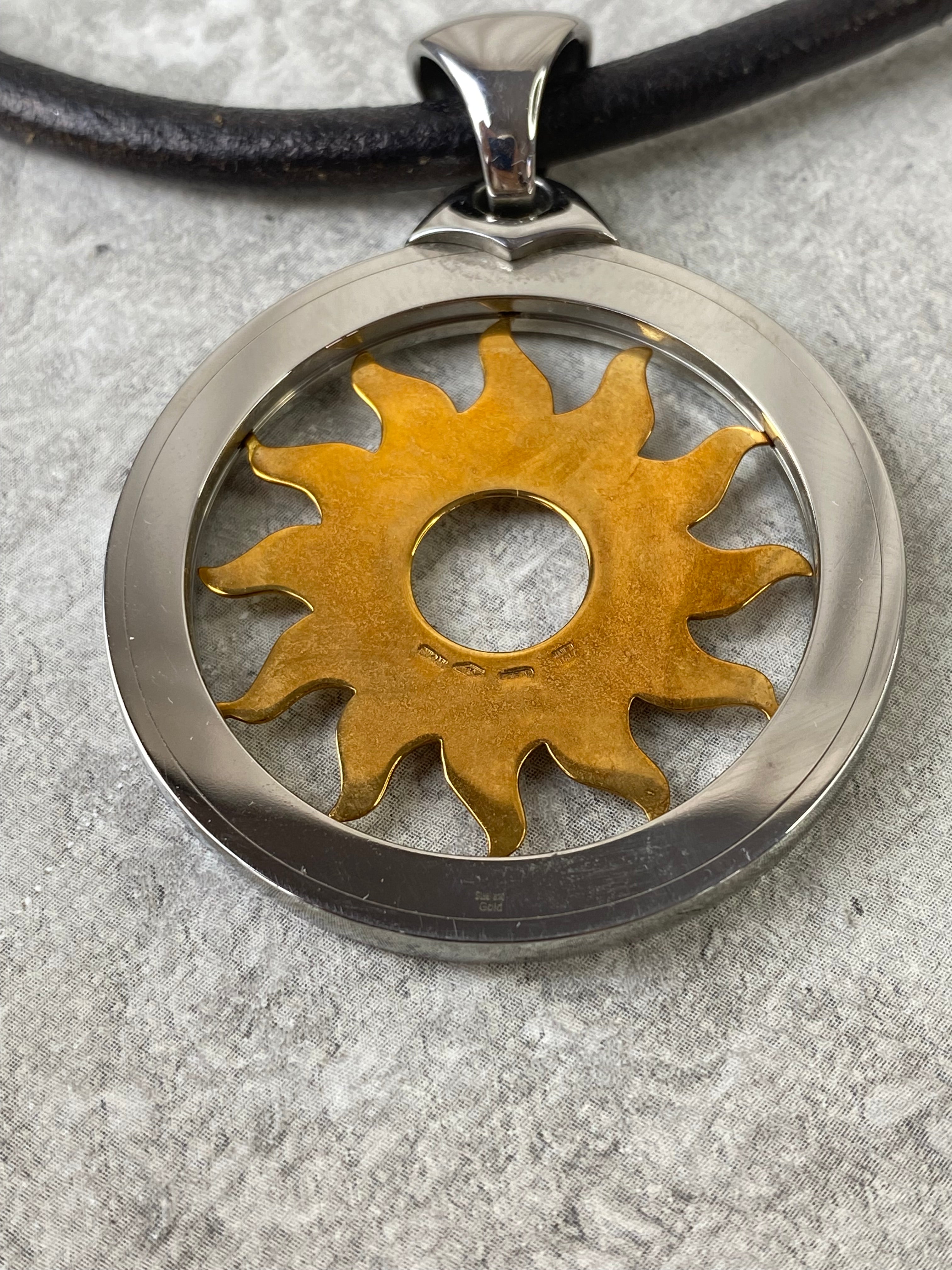 Bvlgari 18K Yellow Gold Steel Tondo Sun Pendant Necklace-Necklaces-Bvlgari-The Closet Egypt