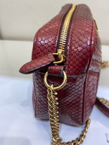 Stella Mccartney Burgundy Snakeskin Embossed Star Crossbody Bag-handbag-Stella Mccartney-The Closet Egypt