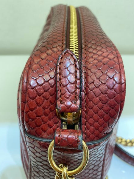 Stella Mccartney Burgundy Snakeskin Embossed Star Crossbody Bag-handbag-Stella Mccartney-The Closet Egypt