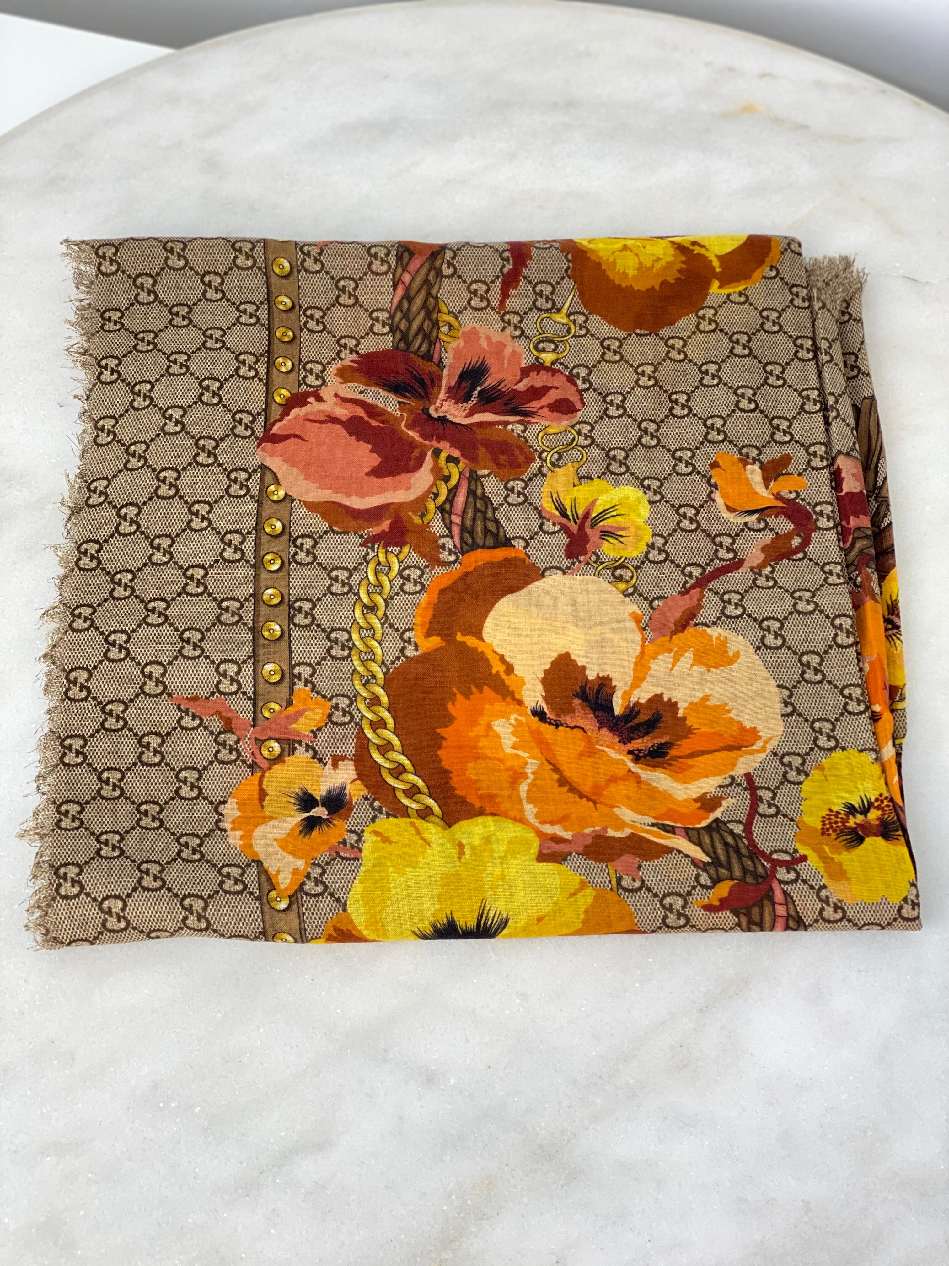 Gucci Tricolor GG Floral Wool Scarf-Scarf-Gucci-The Closet Egypt