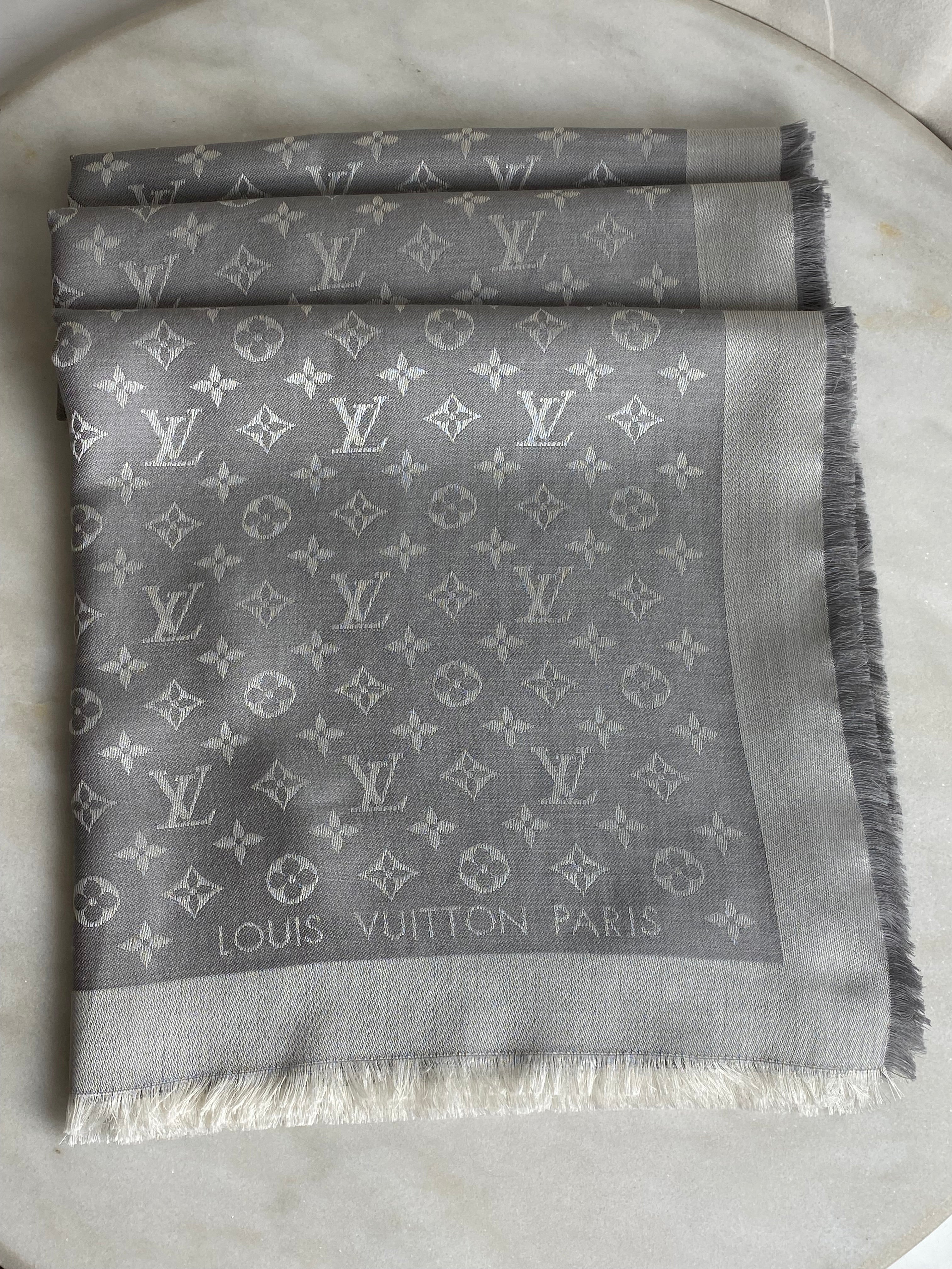 Louis Vuitton Light Grey Monogram Scarf-Scarf-Louis Vuitton-The Closet Egypt