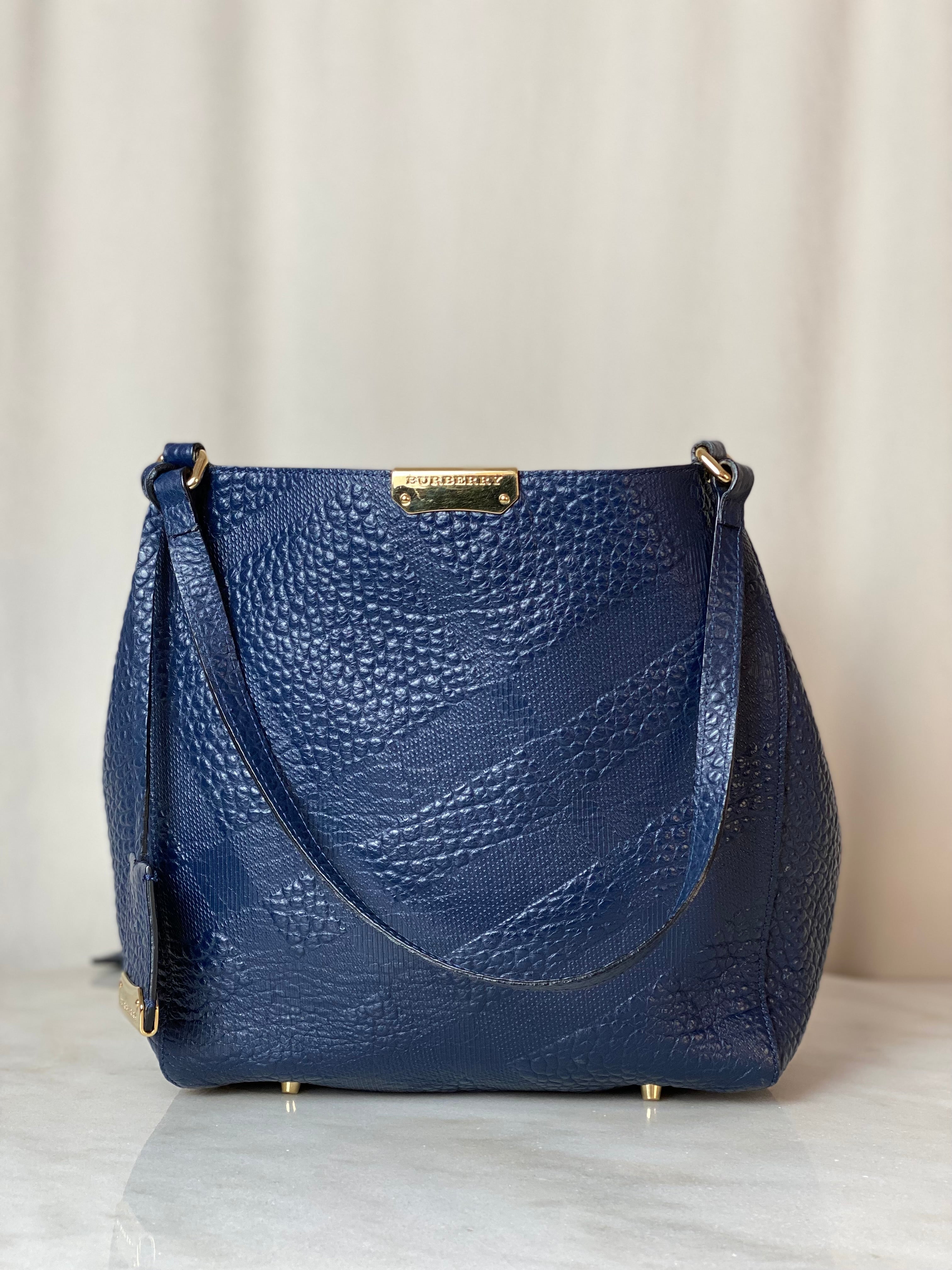 Burberry Blue Embossed Check Canterbury Tote Bag-handbag-Burberry-The Closet Egypt