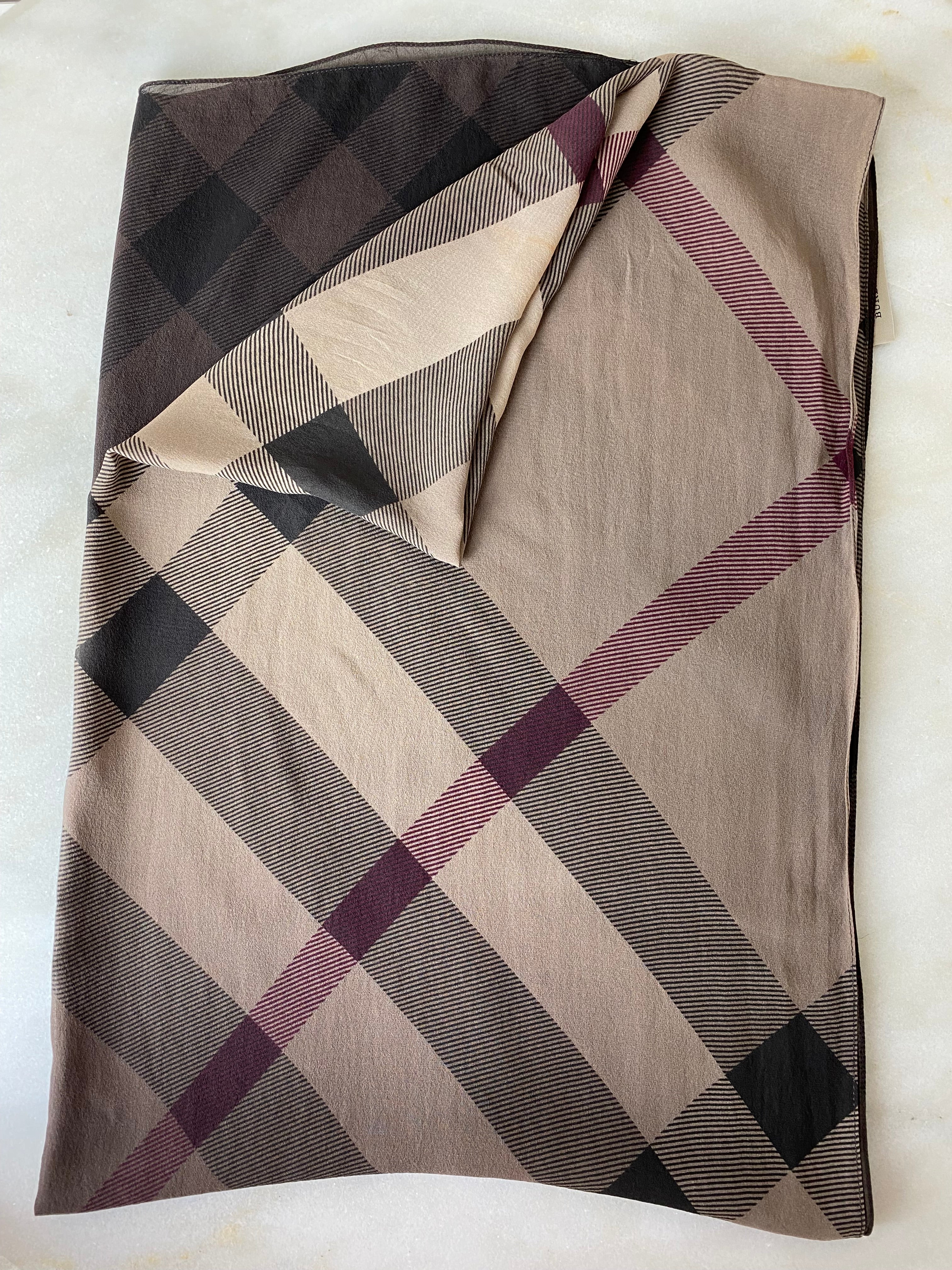Burberry Beat Check Brown Scarf-Scarf-Burberry-The Closet Egypt