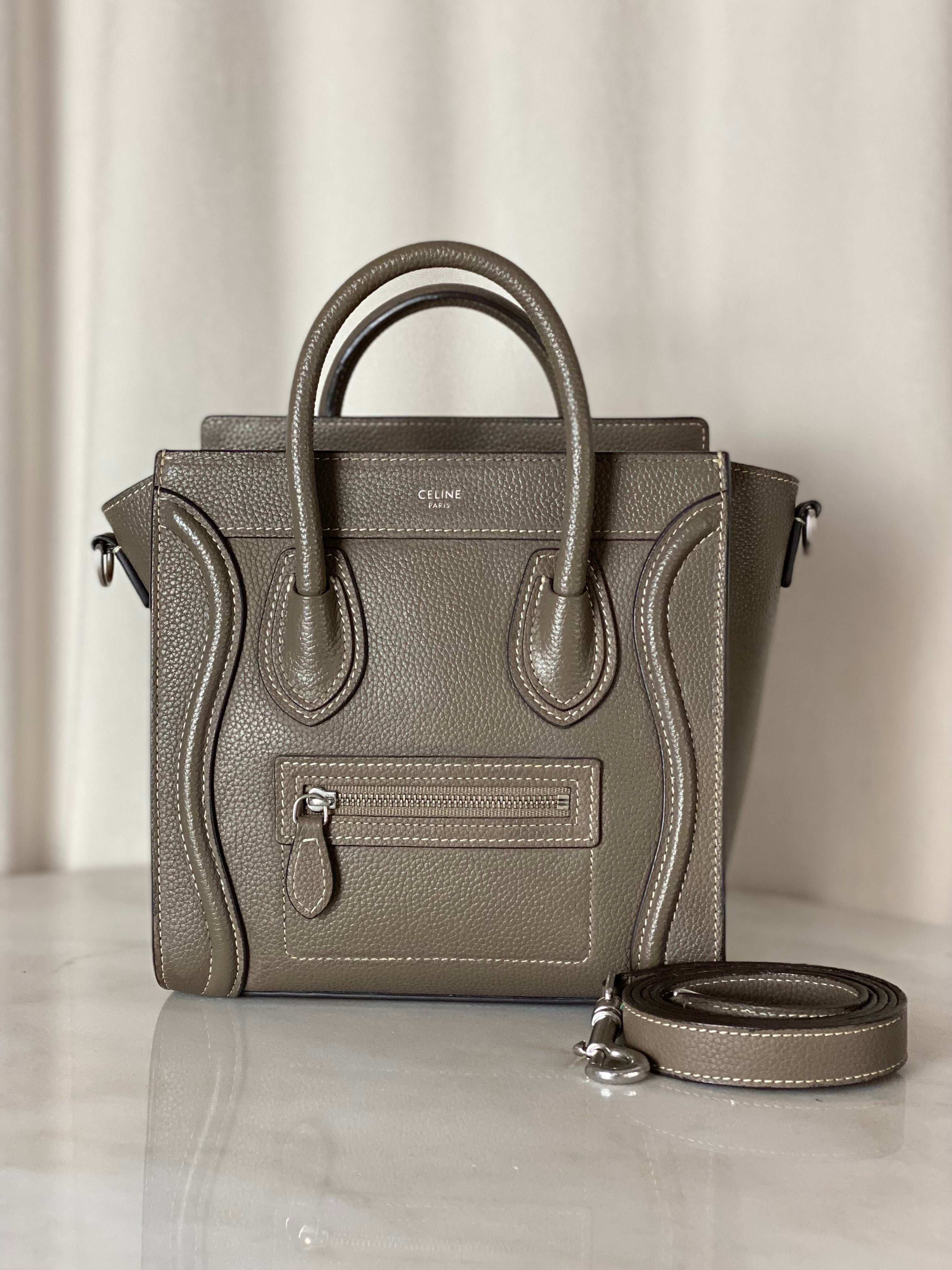 Celine Dark Beige Luggage Nano Tote Bag-handbag-Celine-The Closet Egypt