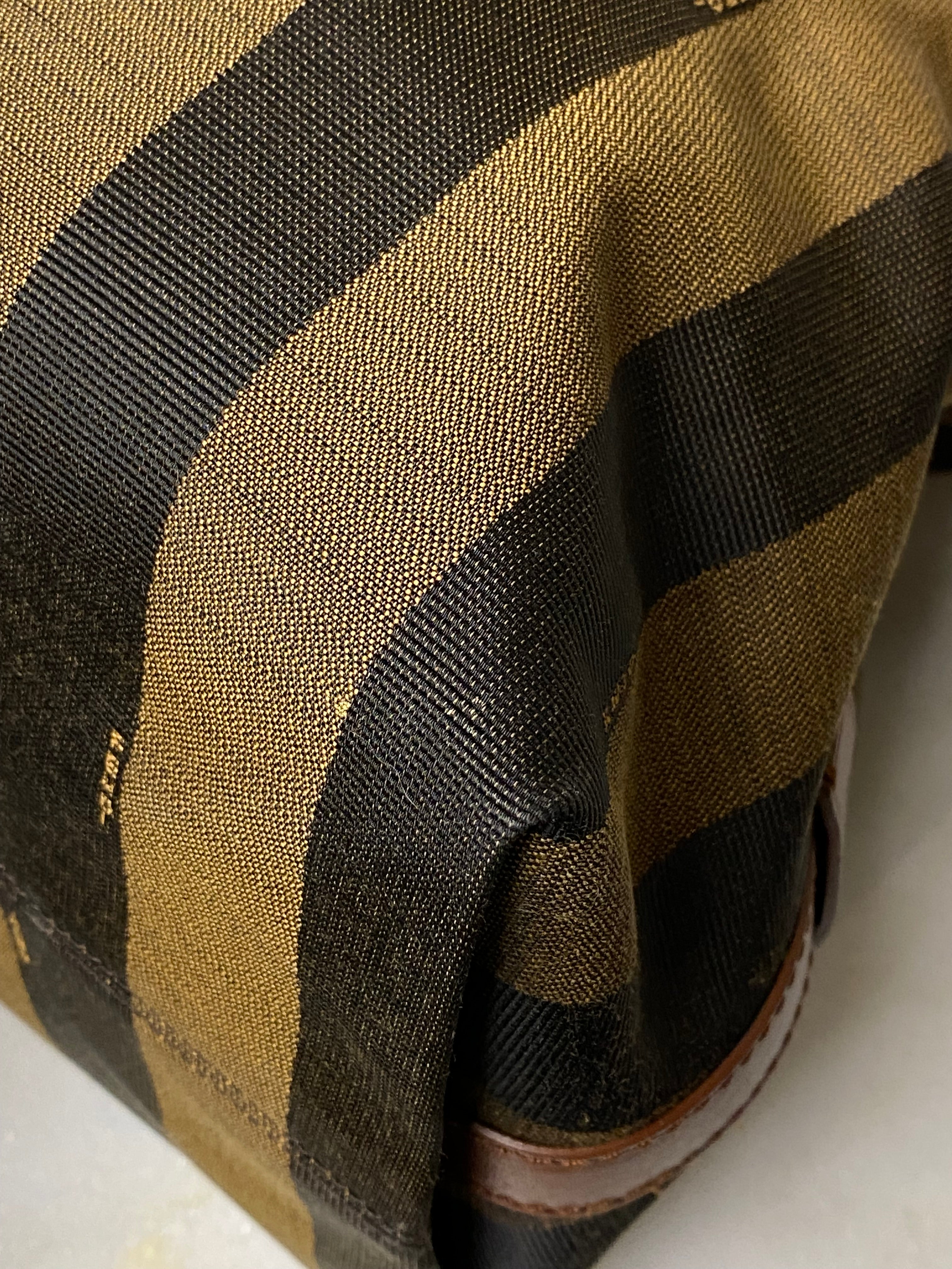 Fendi Brown Pequin Stripe Shoulder Bag-handbag-Fendi-The Closet Egypt