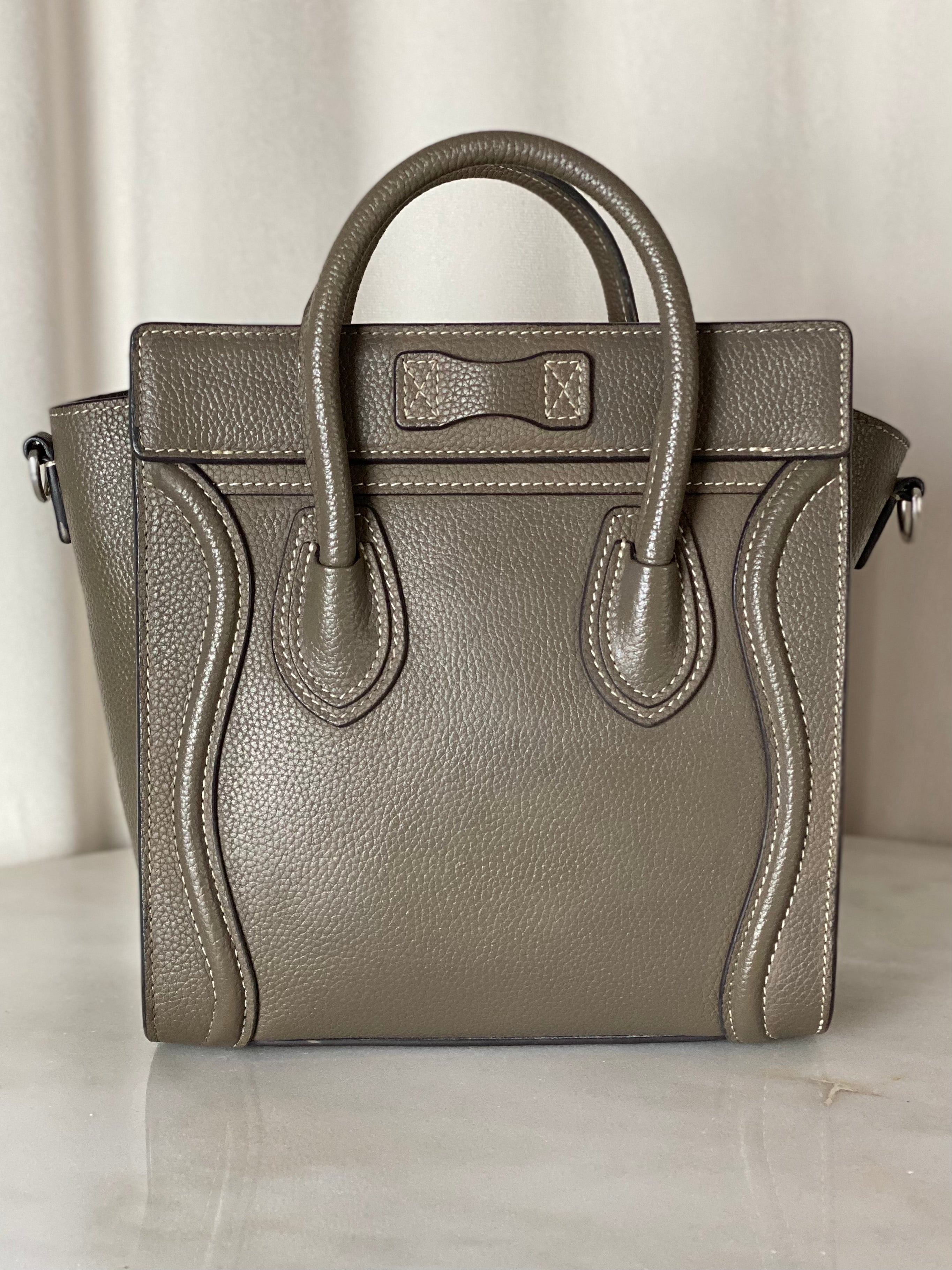 Celine Dark Beige Luggage Nano Tote Bag-handbag-Celine-The Closet Egypt
