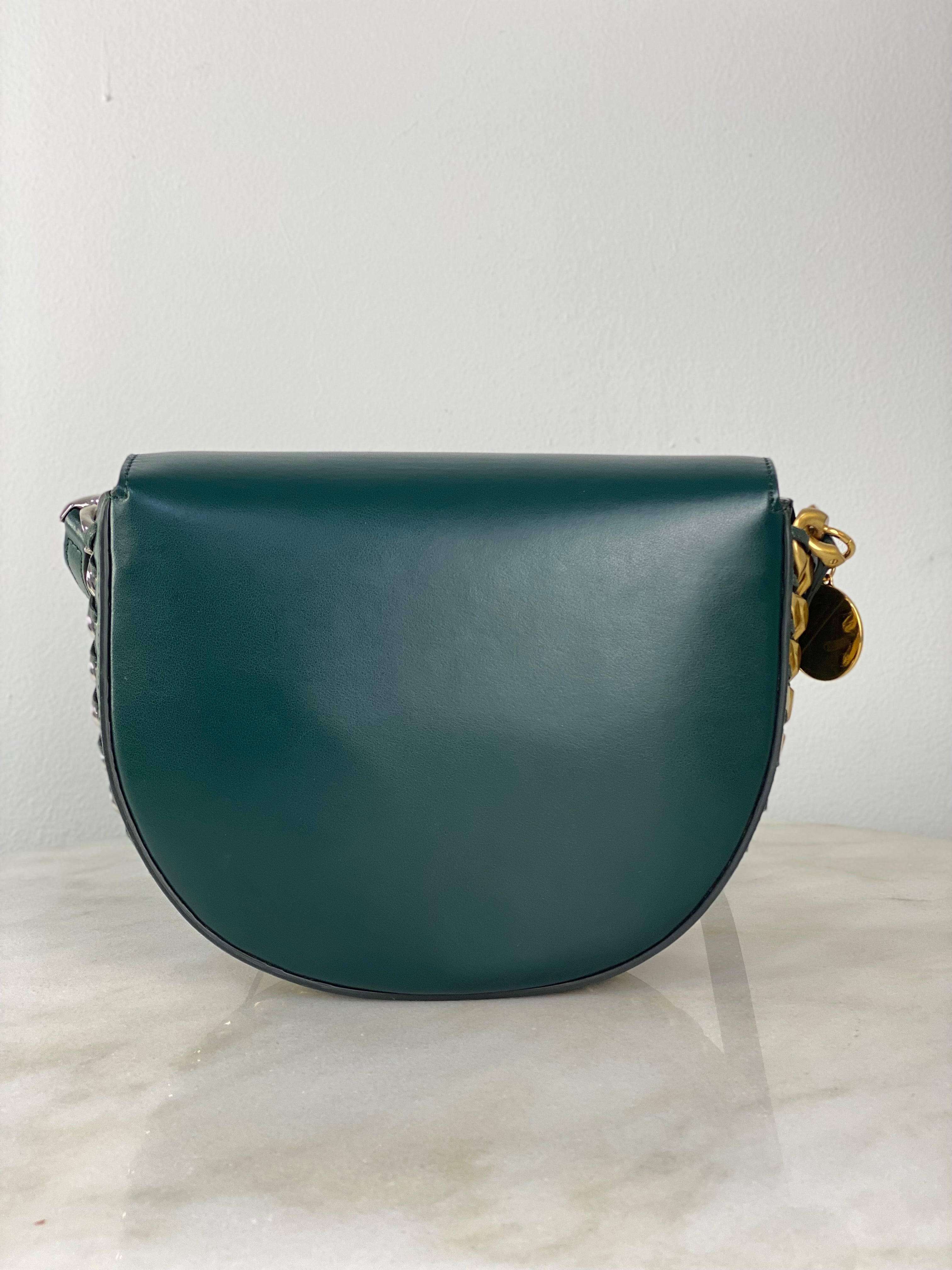 Stella Mccartney Dark Green Frayme Medium Flap Shoulder Bag
