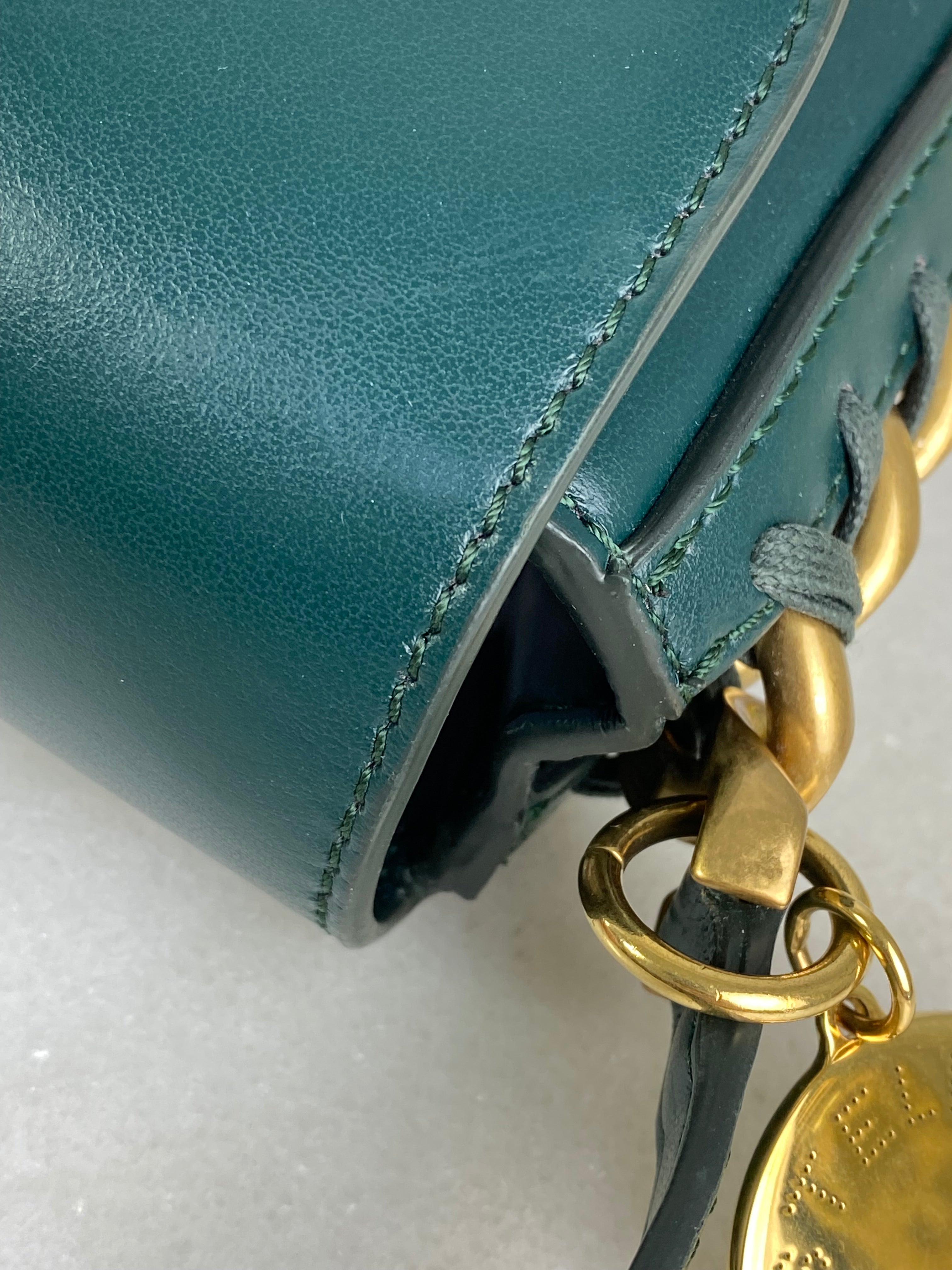 Stella Mccartney Dark Green Frayme Medium Flap Shoulder Bag
