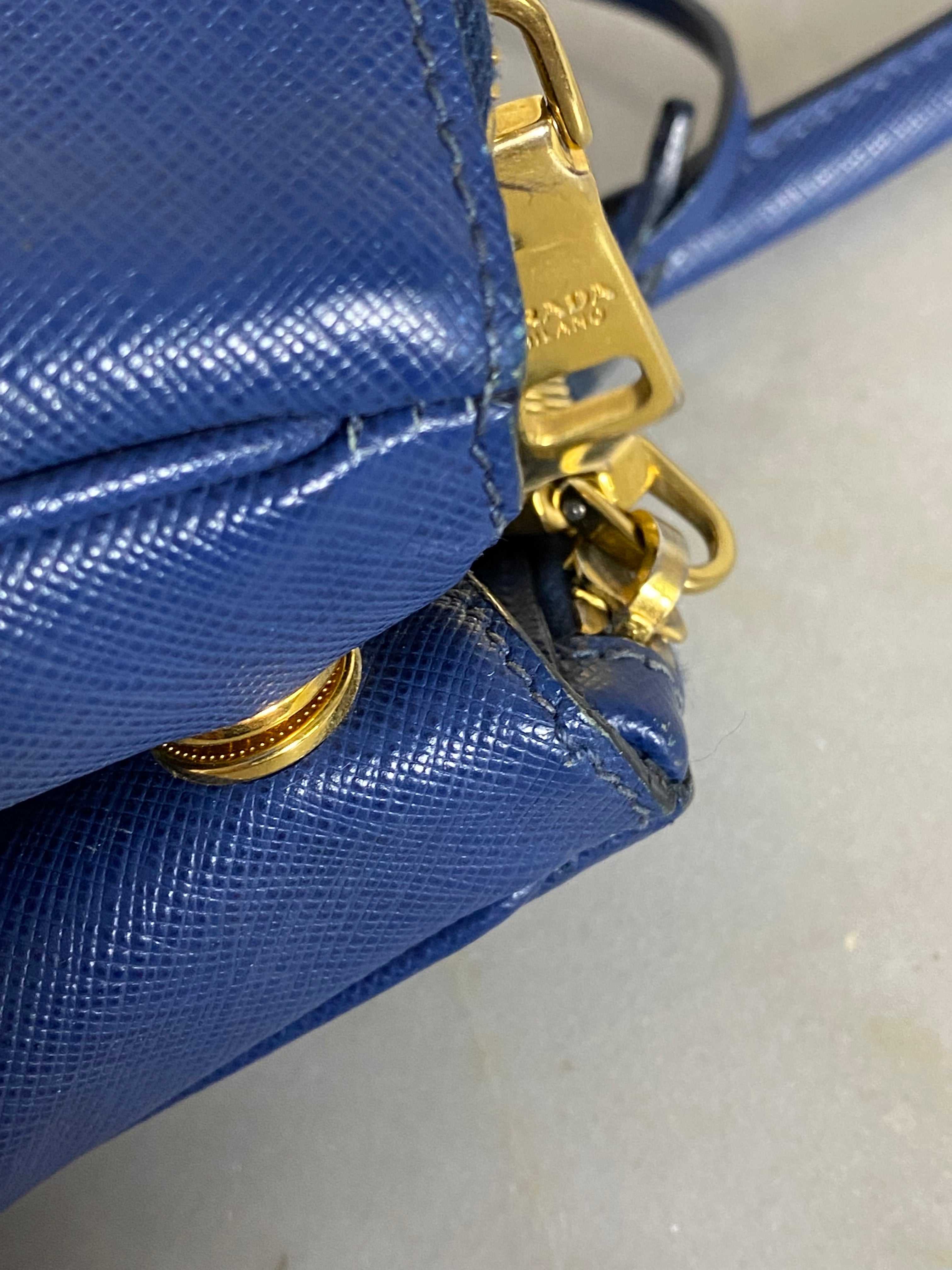 Prada Blue 2 Zip Tote Bag