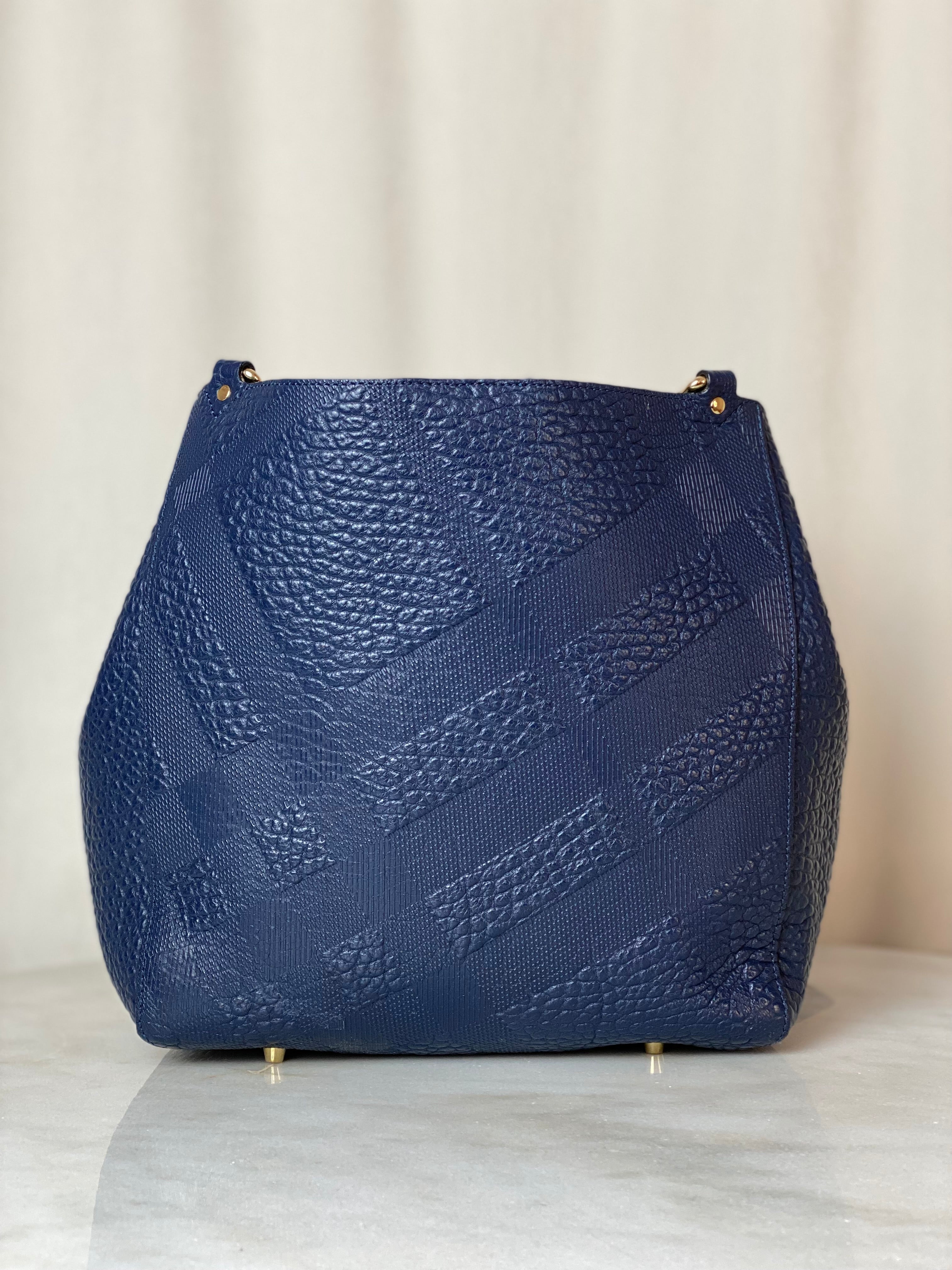Burberry Blue Embossed Check Canterbury Tote Bag-handbag-Burberry-The Closet Egypt