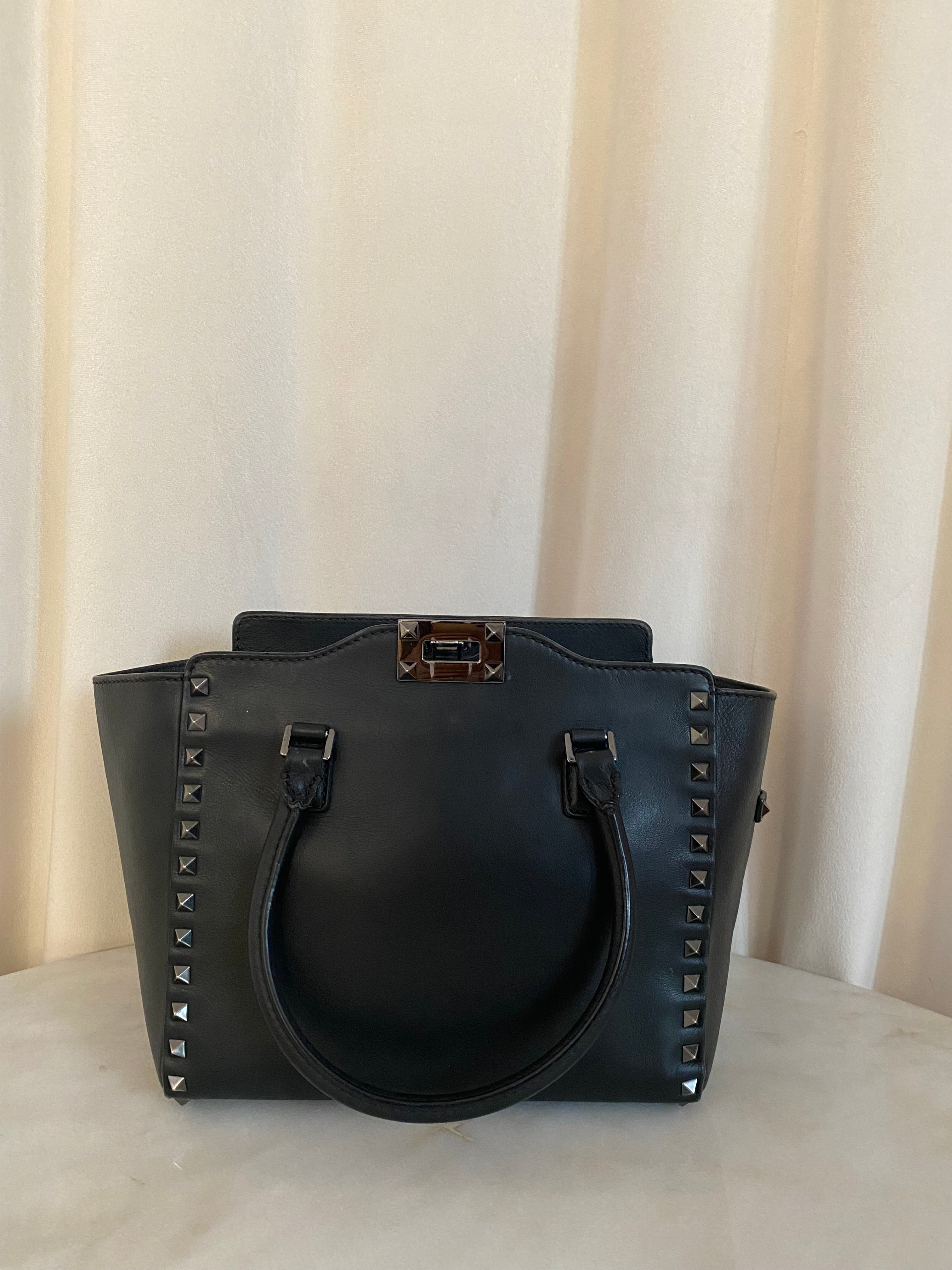 Valentino Black Studded Tote Crossbody Bag-handbag-Valentino-The Closet Egypt