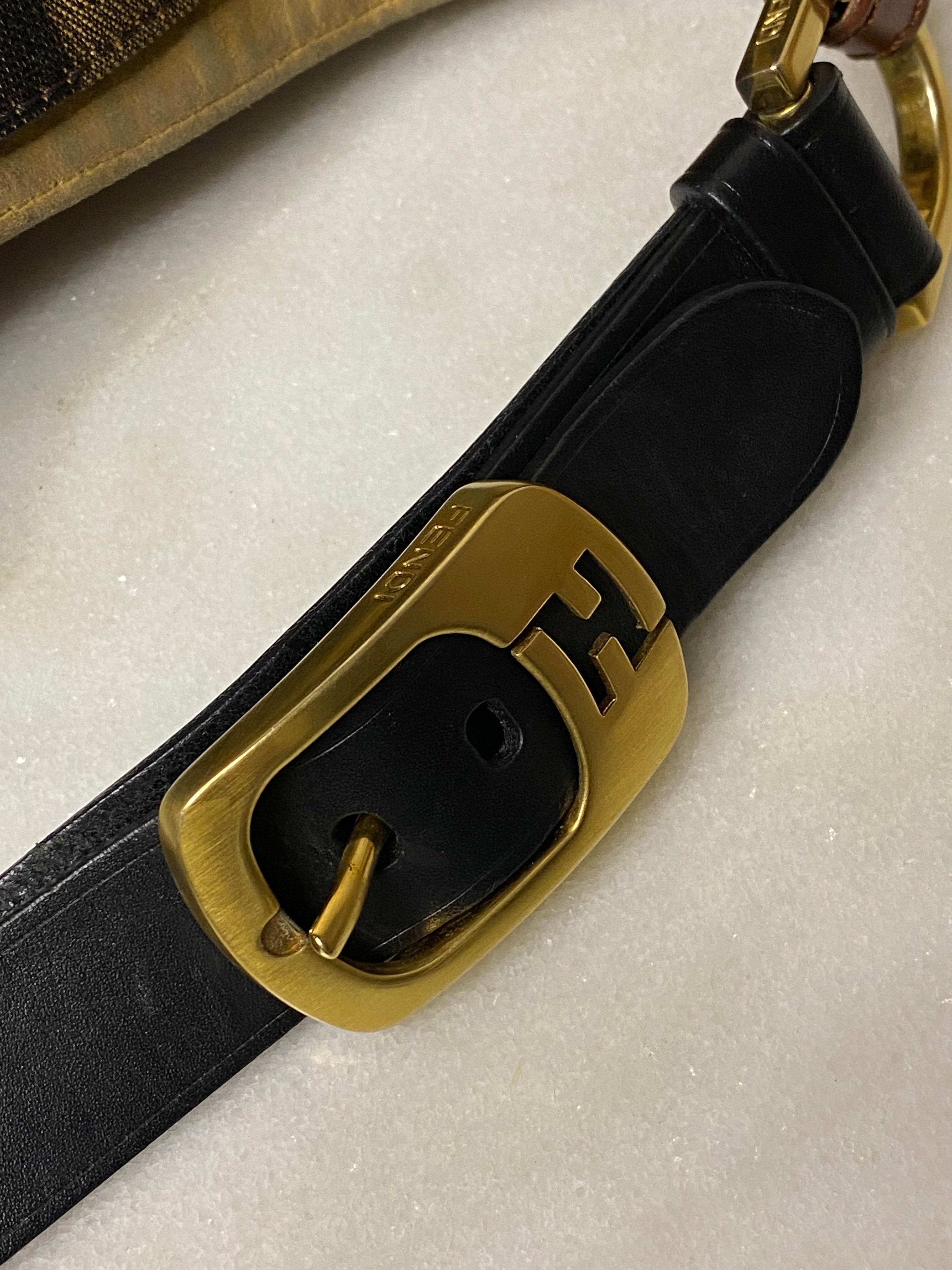 Fendi Brown Pequin Stripe Shoulder Bag-handbag-Fendi-The Closet Egypt