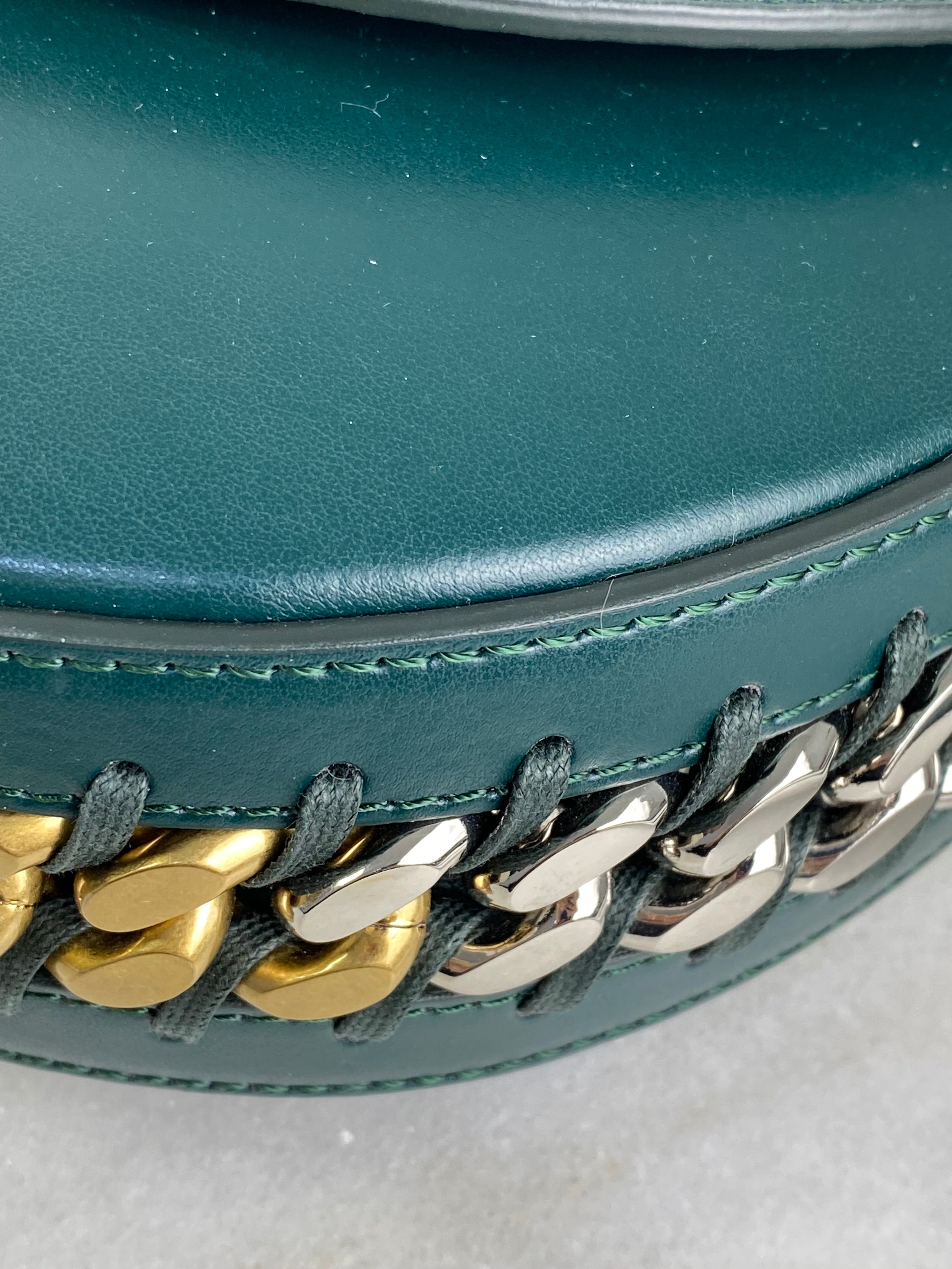 Stella Mccartney Dark Green Frayme Medium Flap Shoulder Bag