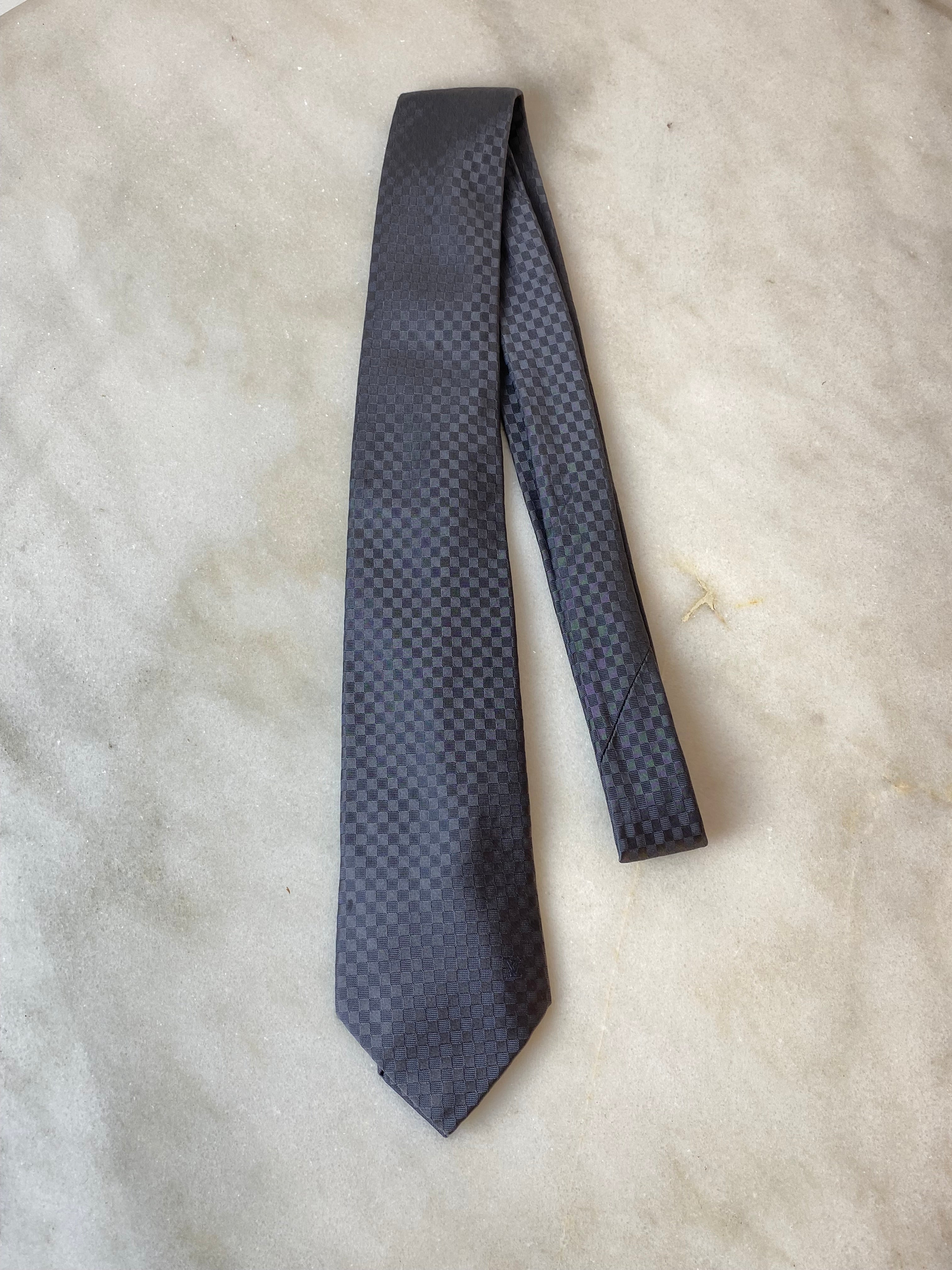 Louis Vuitton Damier Gray Squared Classic Tie-Neck Tie-Louis Vuitton-The Closet Egypt
