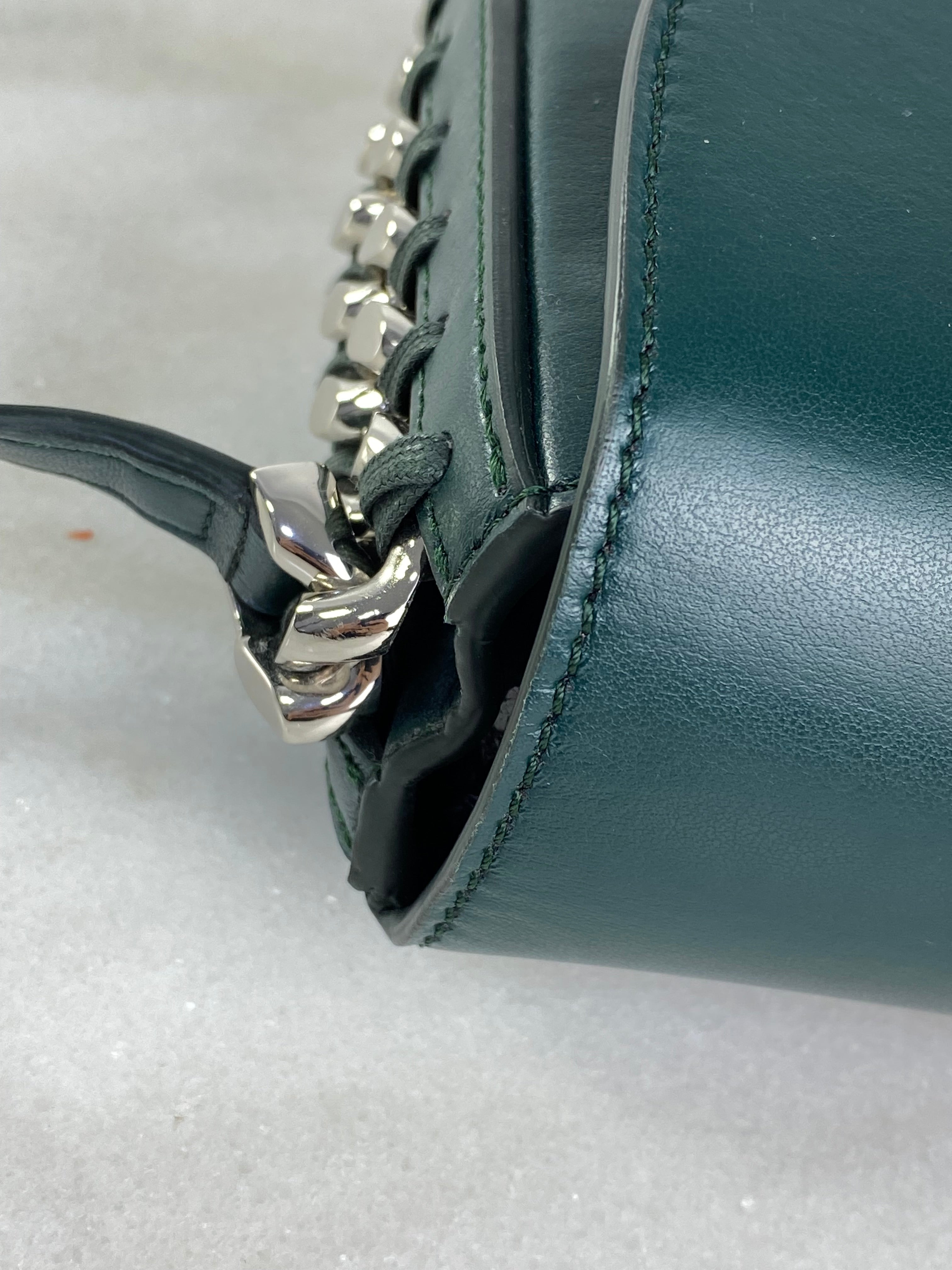 Stella Mccartney Dark Green Frayme Medium Flap Shoulder Bag