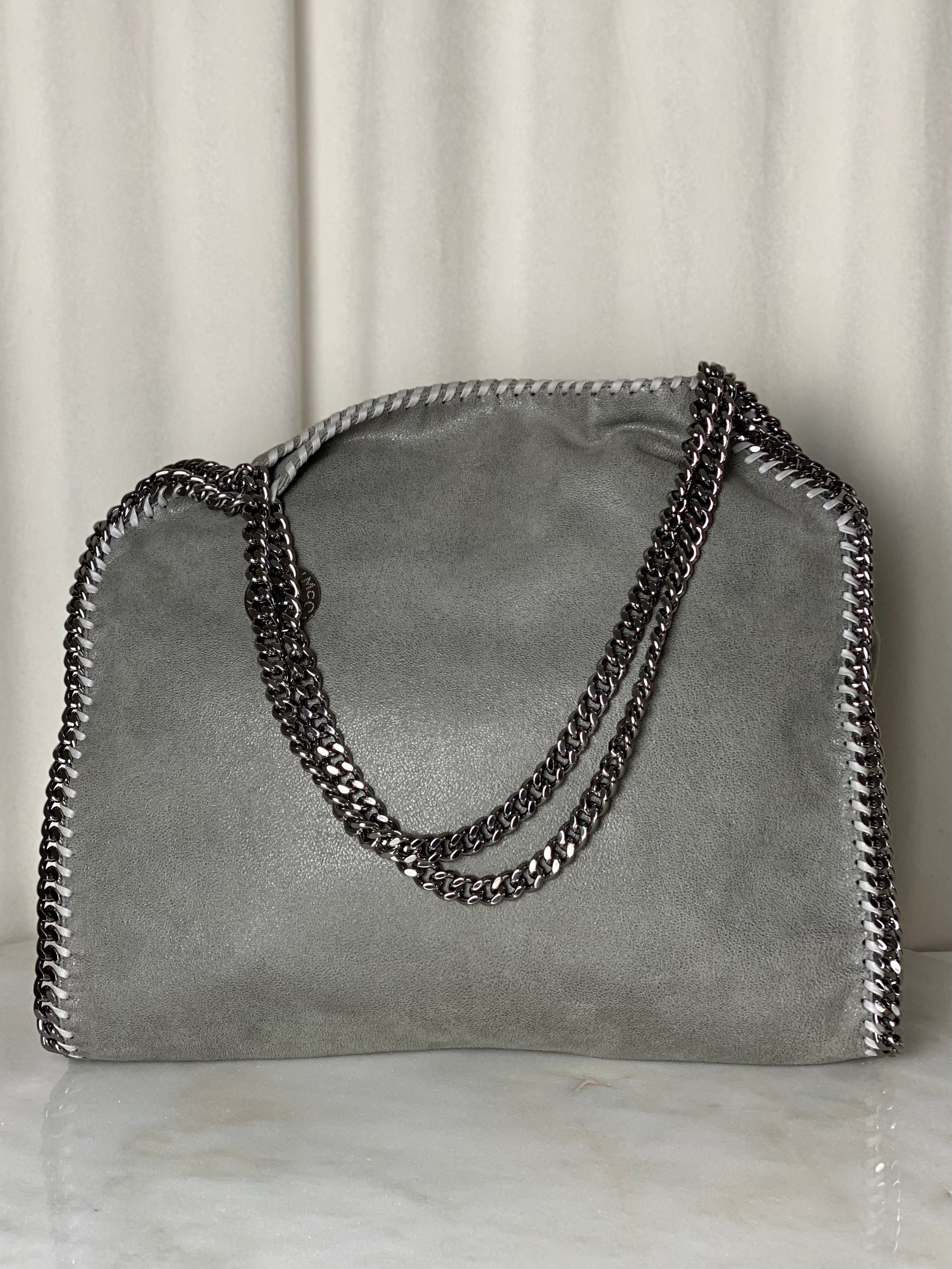 Stella Mccartney Grey Falabella Shoulder Bag W/ 2 Chain-handbag-Stella Mccartney-The Closet Egypt