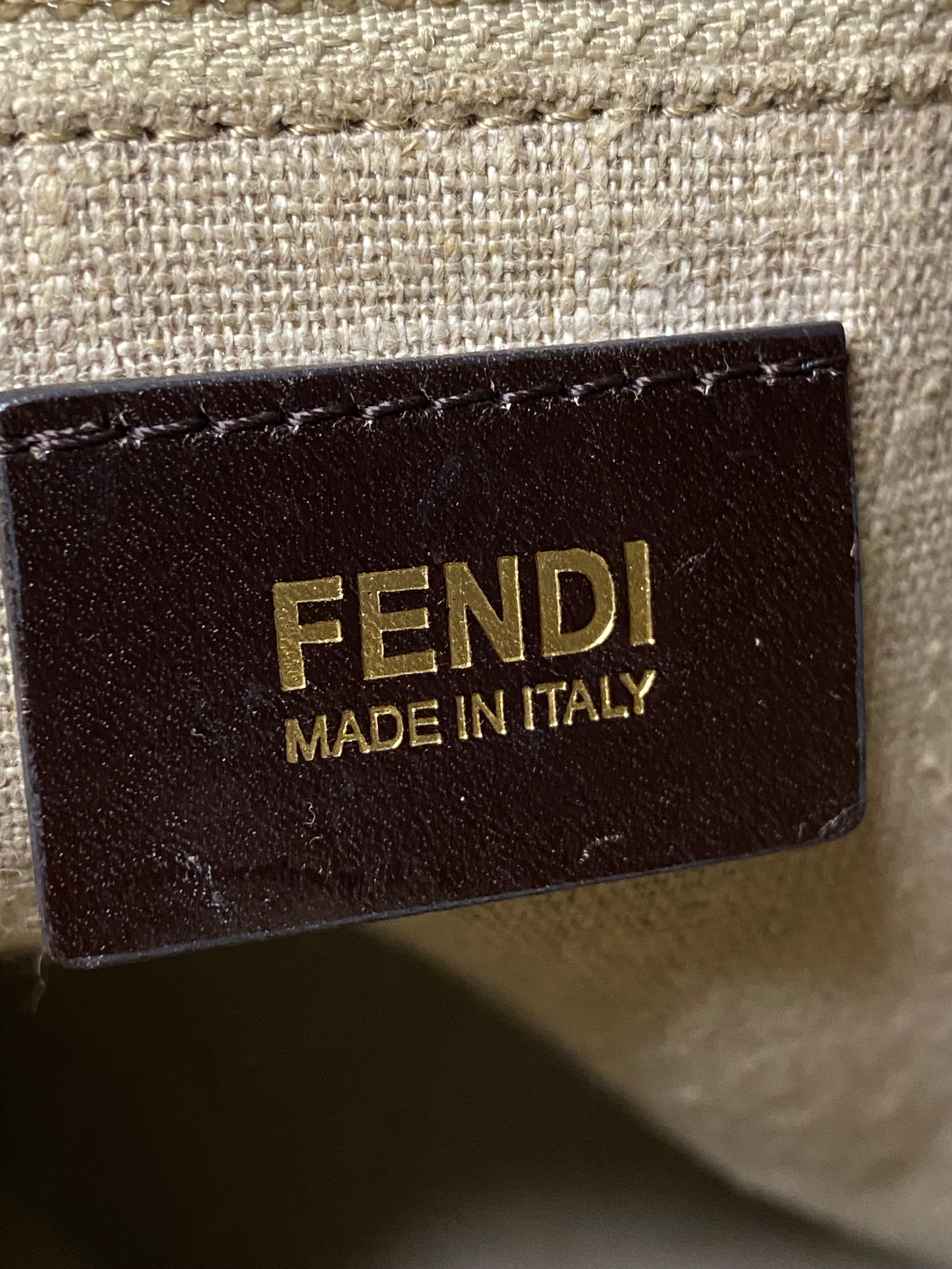 Fendi Brown Pequin Stripe Shoulder Bag-handbag-Fendi-The Closet Egypt