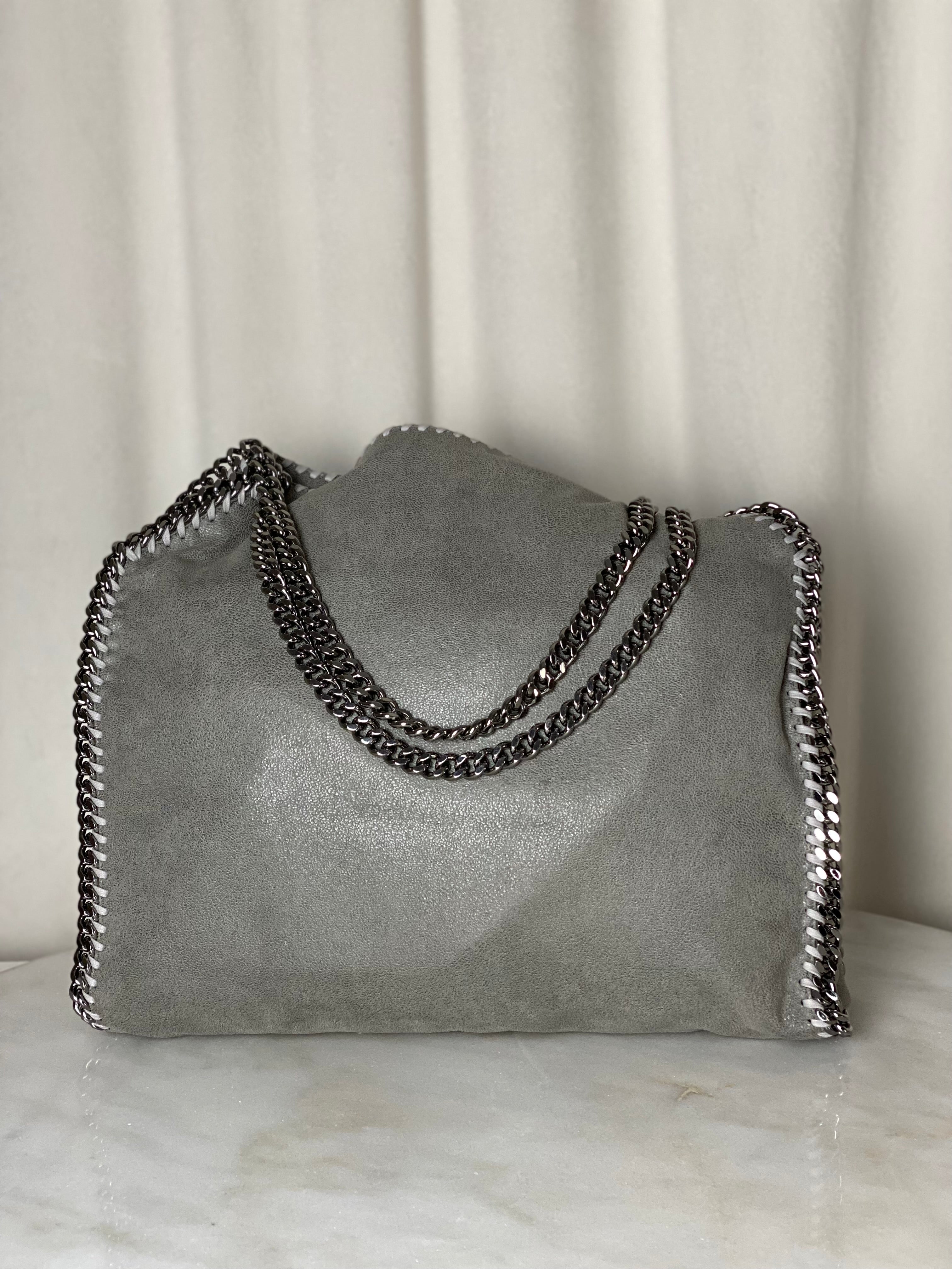 Stella Mccartney Grey Falabella Shoulder Bag W/ 2 Chain-handbag-Stella Mccartney-The Closet Egypt