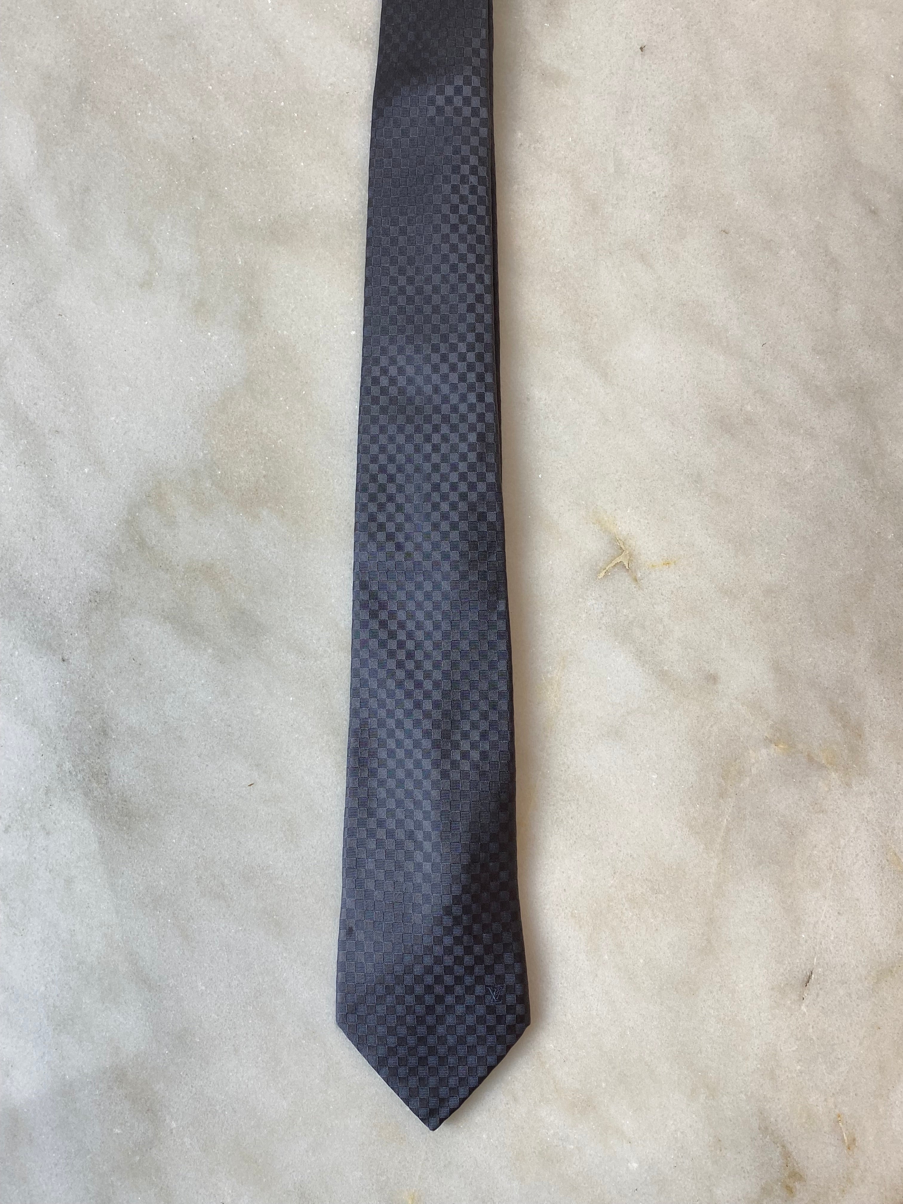 Louis Vuitton Damier Gray Squared Classic Tie-Neck Tie-Louis Vuitton-The Closet Egypt