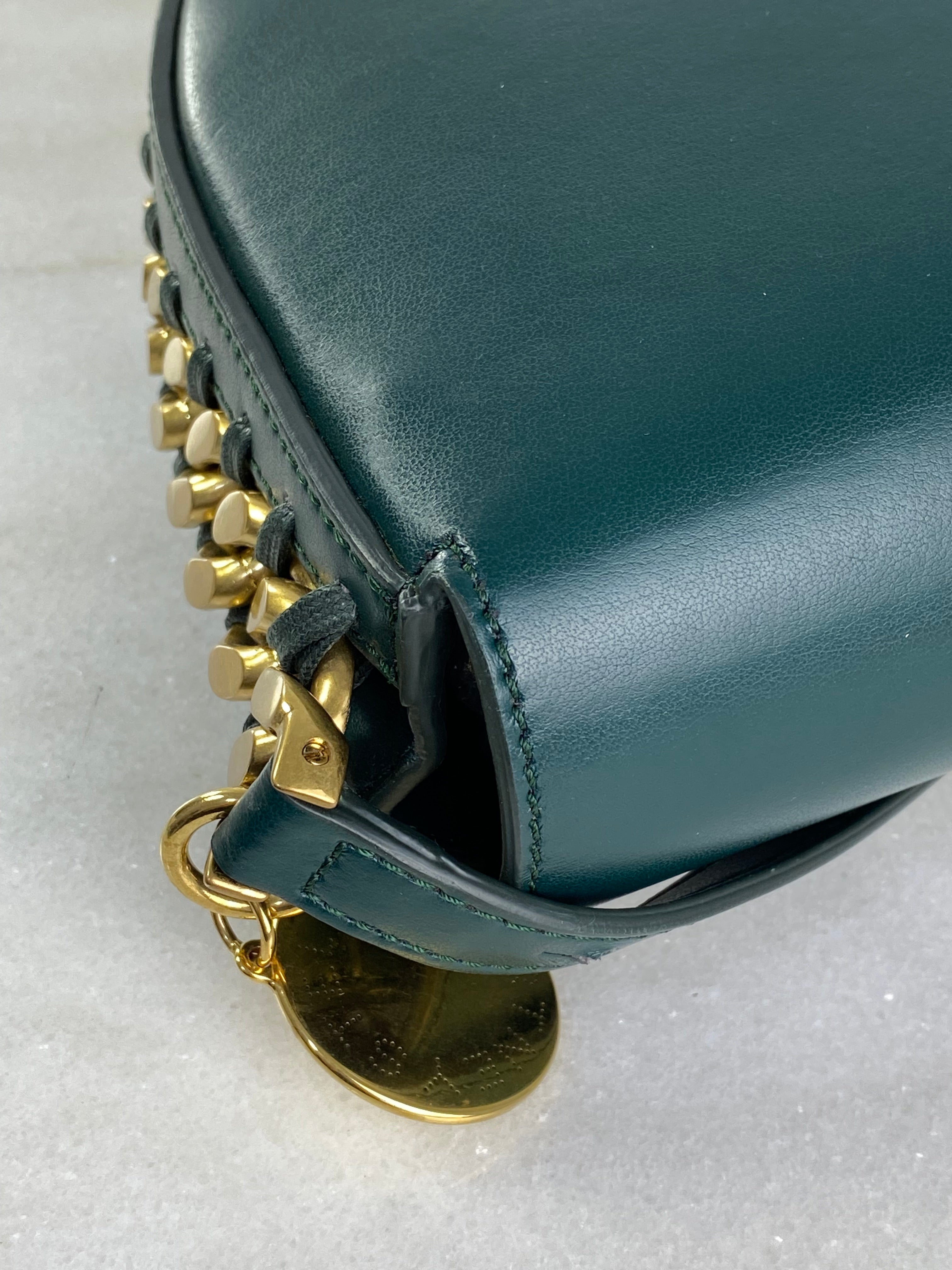 Stella Mccartney Dark Green Frayme Medium Flap Shoulder Bag